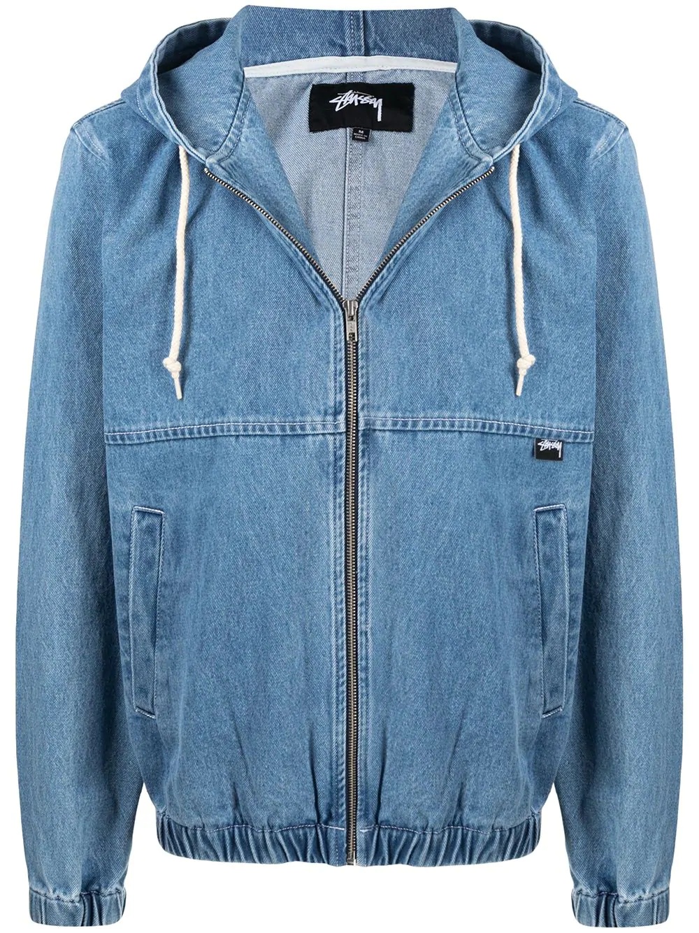 hooded denim bomber jacket - 1