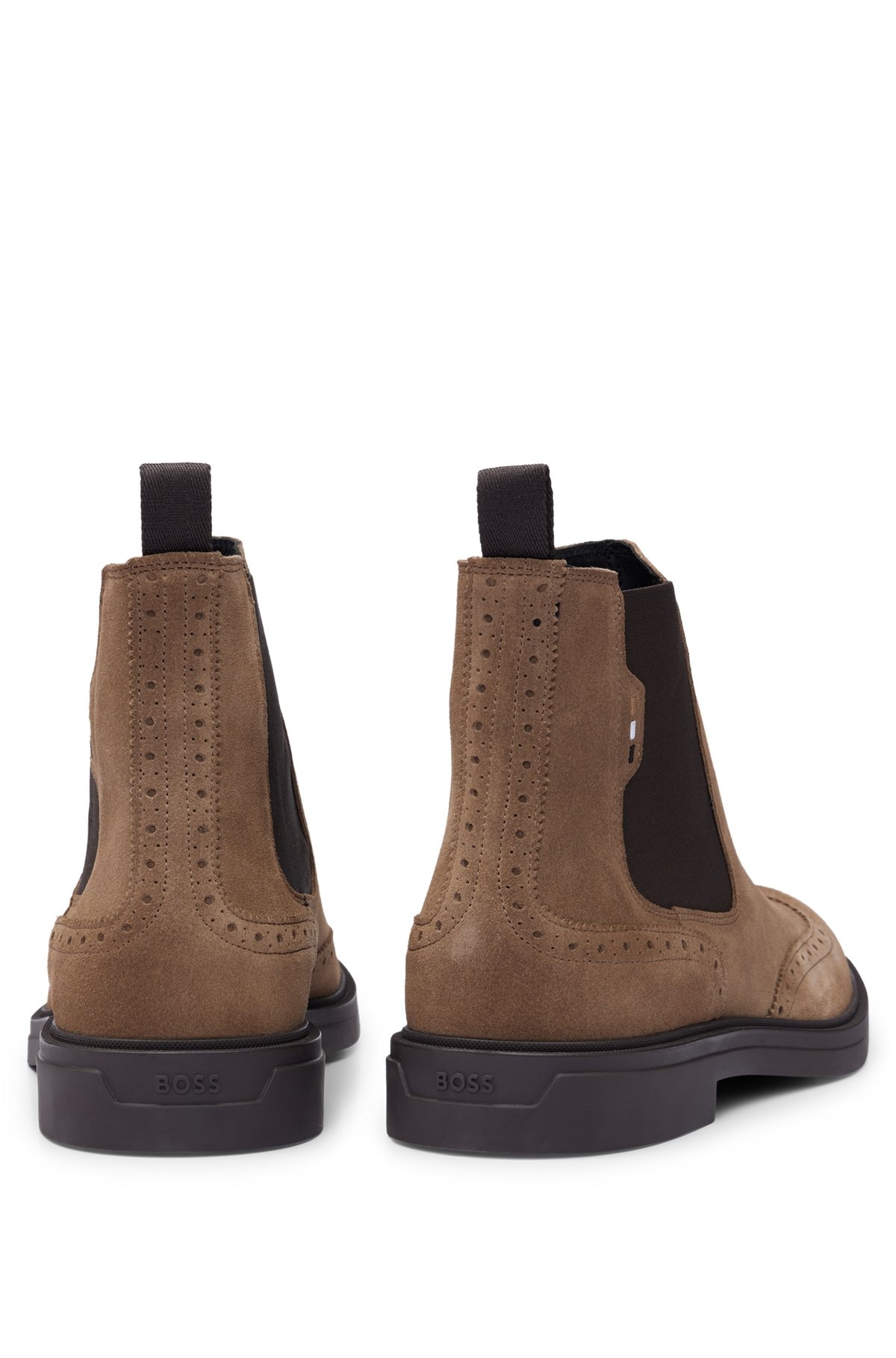 SUEDE CHELSEA BOOTS WITH BROGUE DETAILS - 5