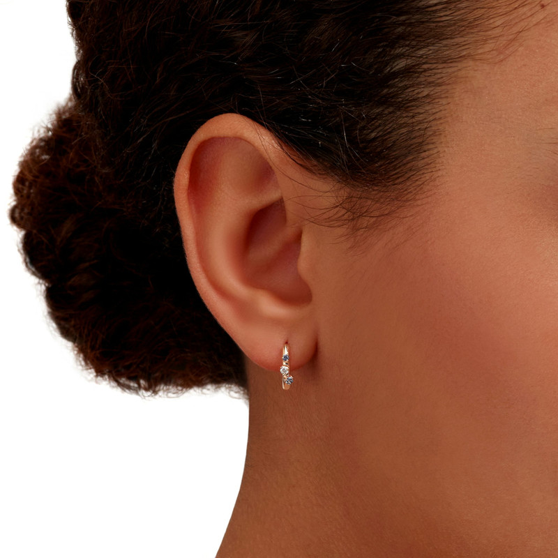 ROSE GOLD, SAPPHIRE & DIAMOND HOOP EARRINGS 3