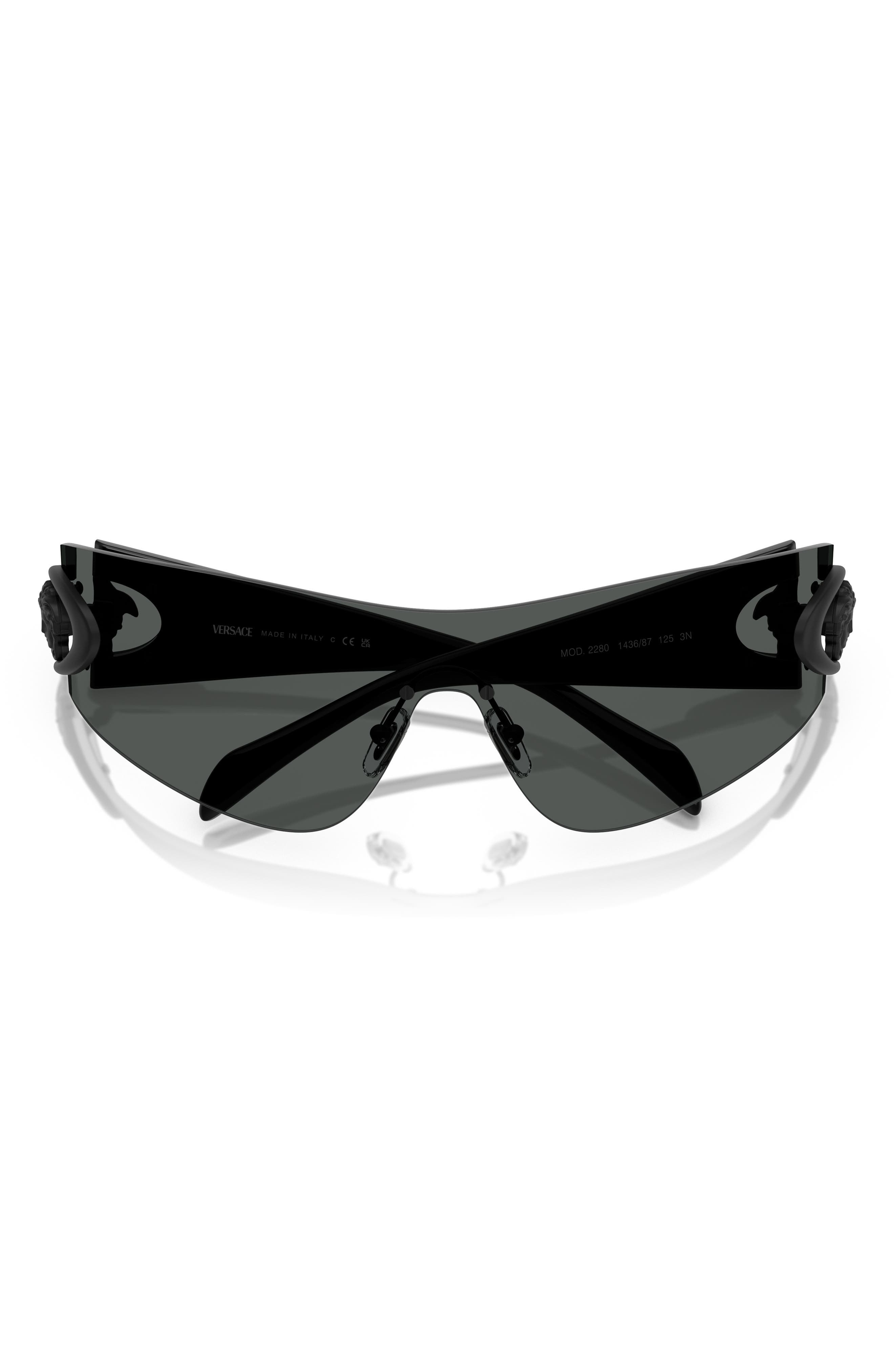 Versace Eclipse 142mm Rimless Wrap Shield Sunglasses in Dark Grey at Nordstrom - 5