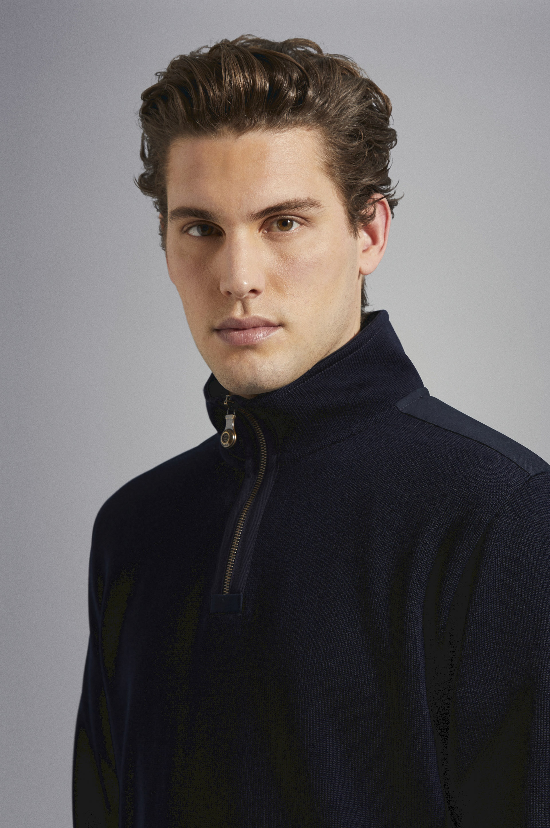 BRETAGNE WOOL HALF ZIP SWEATER WITH ICONIC BADGE - 4