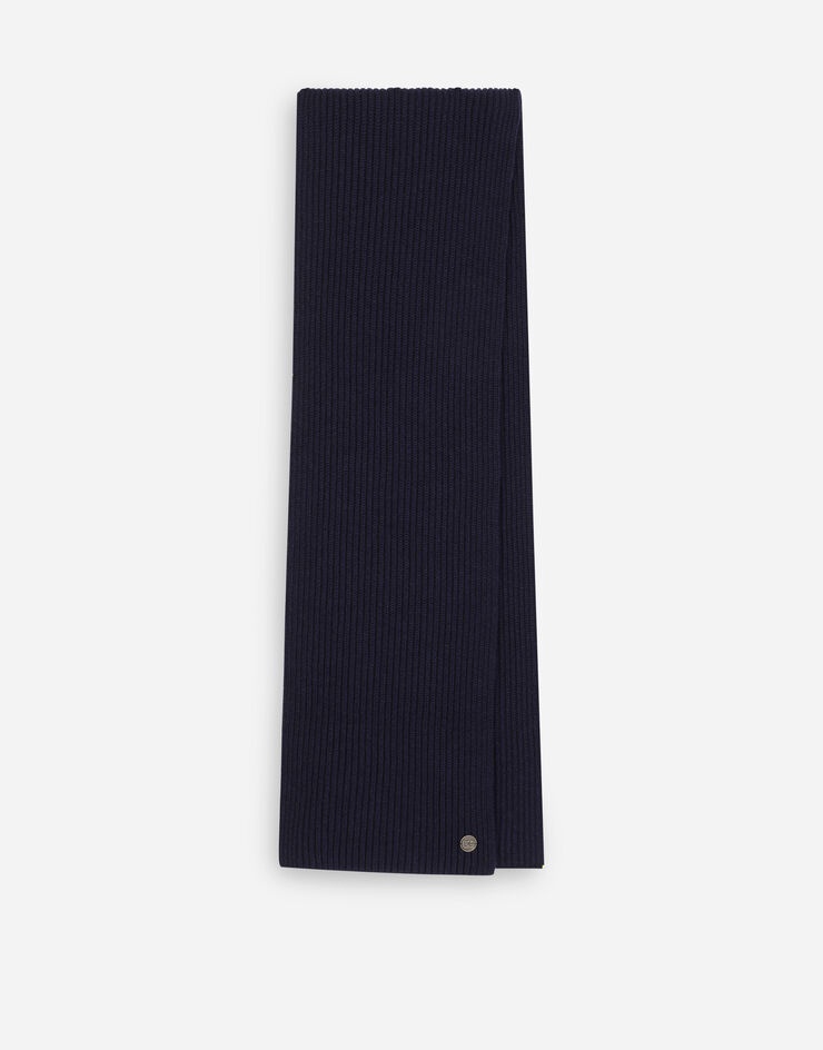 Knit cashmere scarf with DG patch - 1