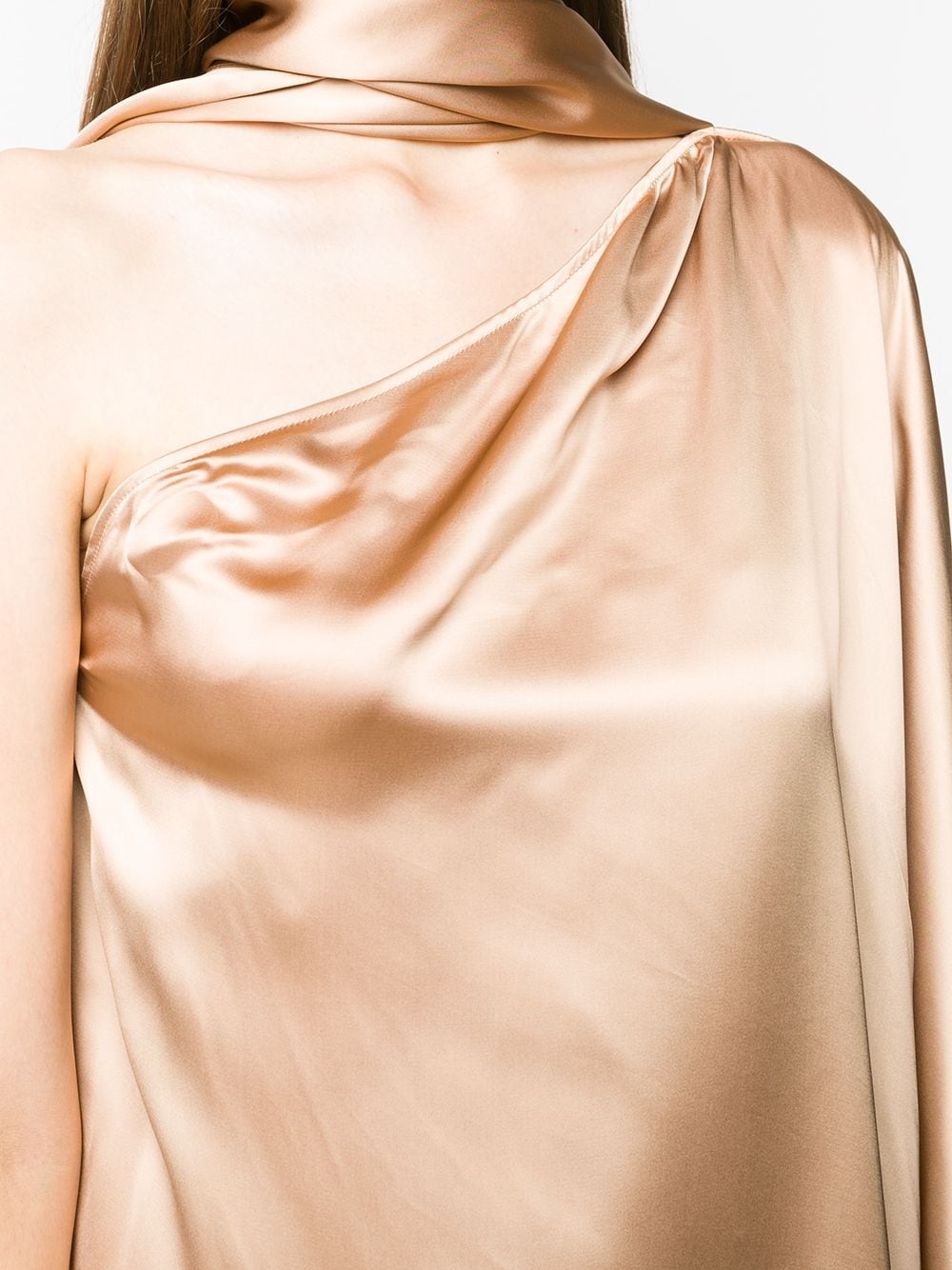 draped one-shoulder satin dress - 5