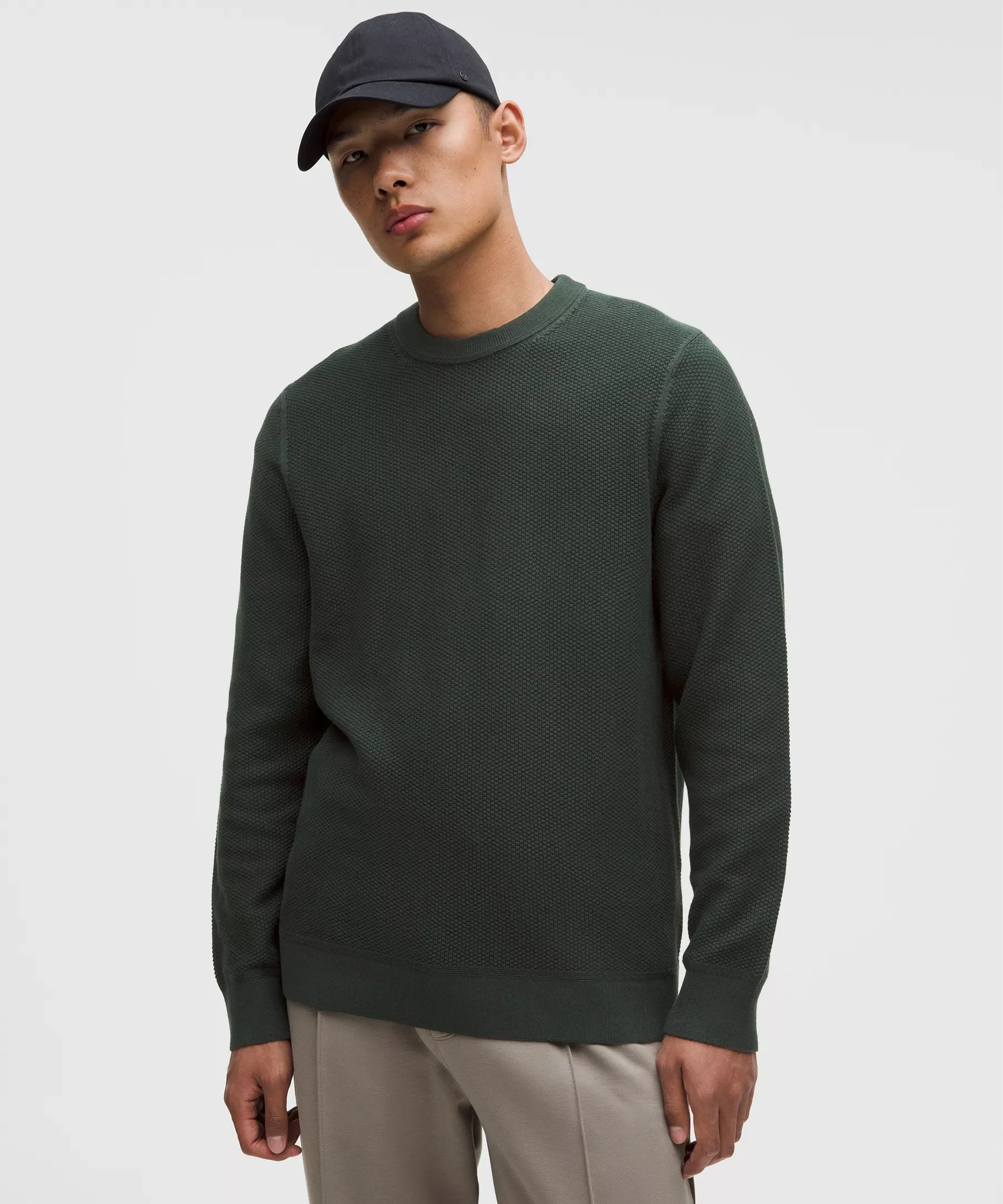 Textured Knit Crewneck Sweater - 1