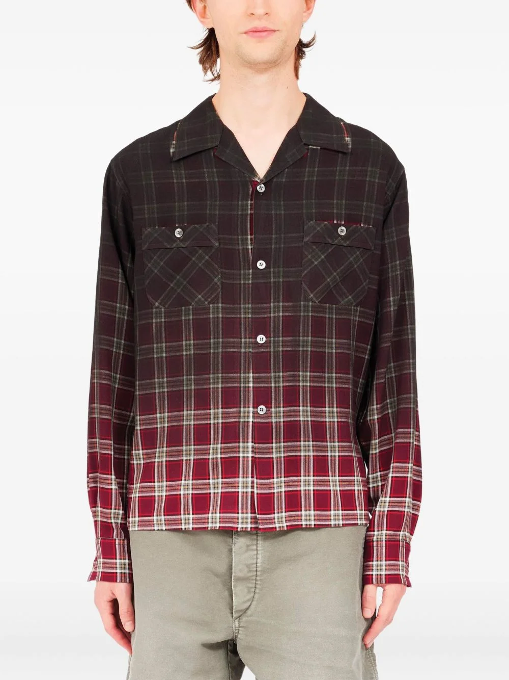 ombre plaid shirt - 1