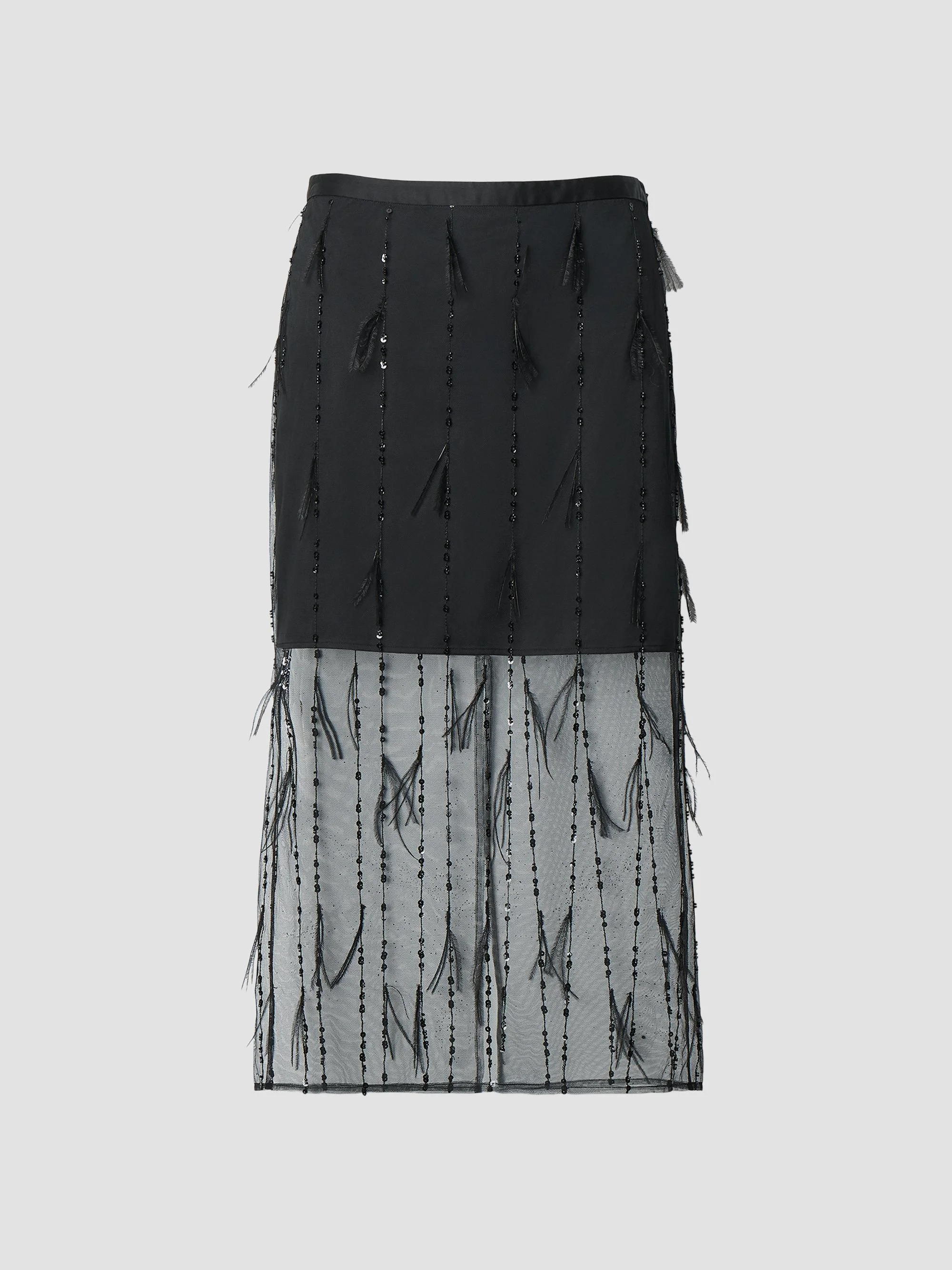 Women's Geena Feathered Organza Skirt - Black - 1