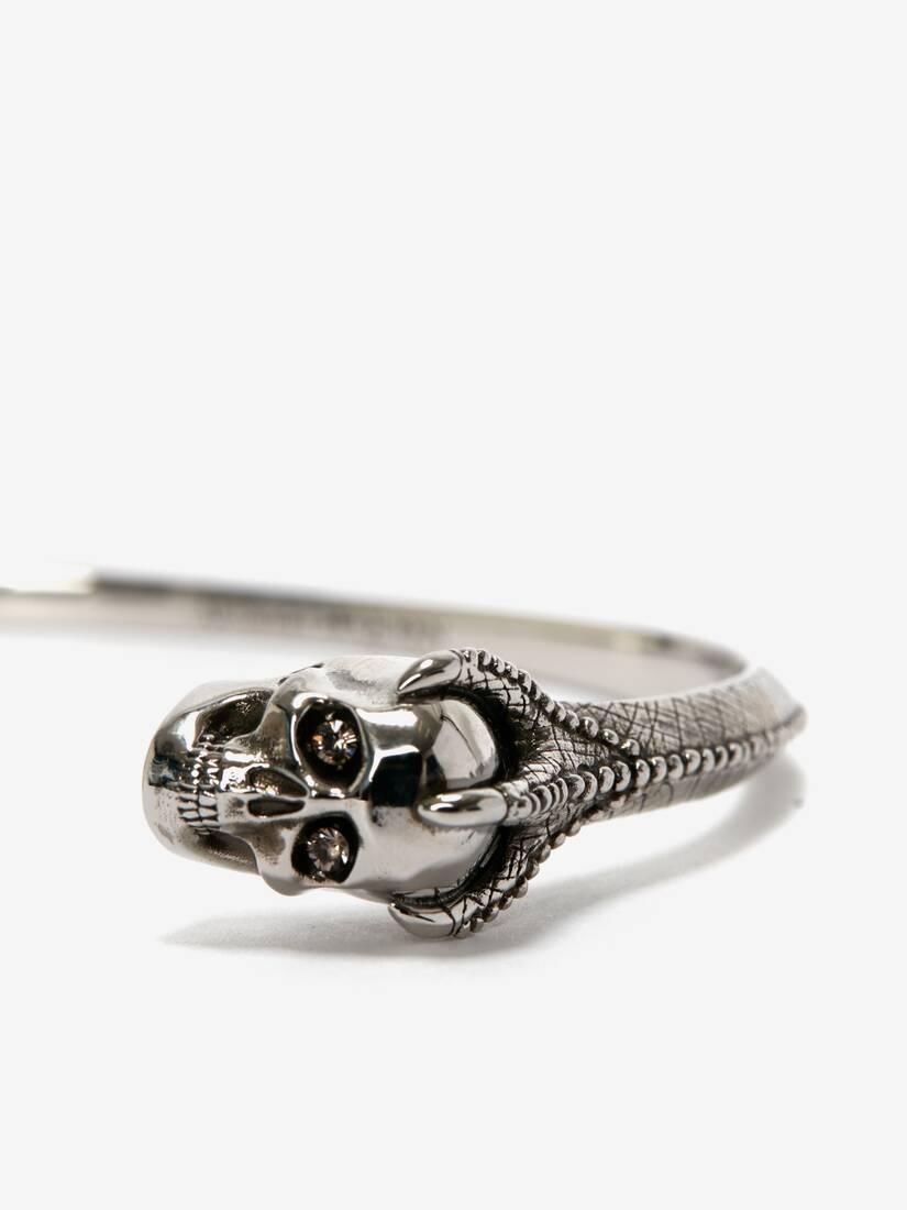 Men's Victorian Skull Cuff in Antique Silver - 4