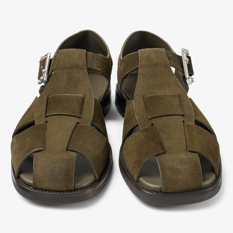 Sol Slide Moss Green Velvet Suede Sandals 3