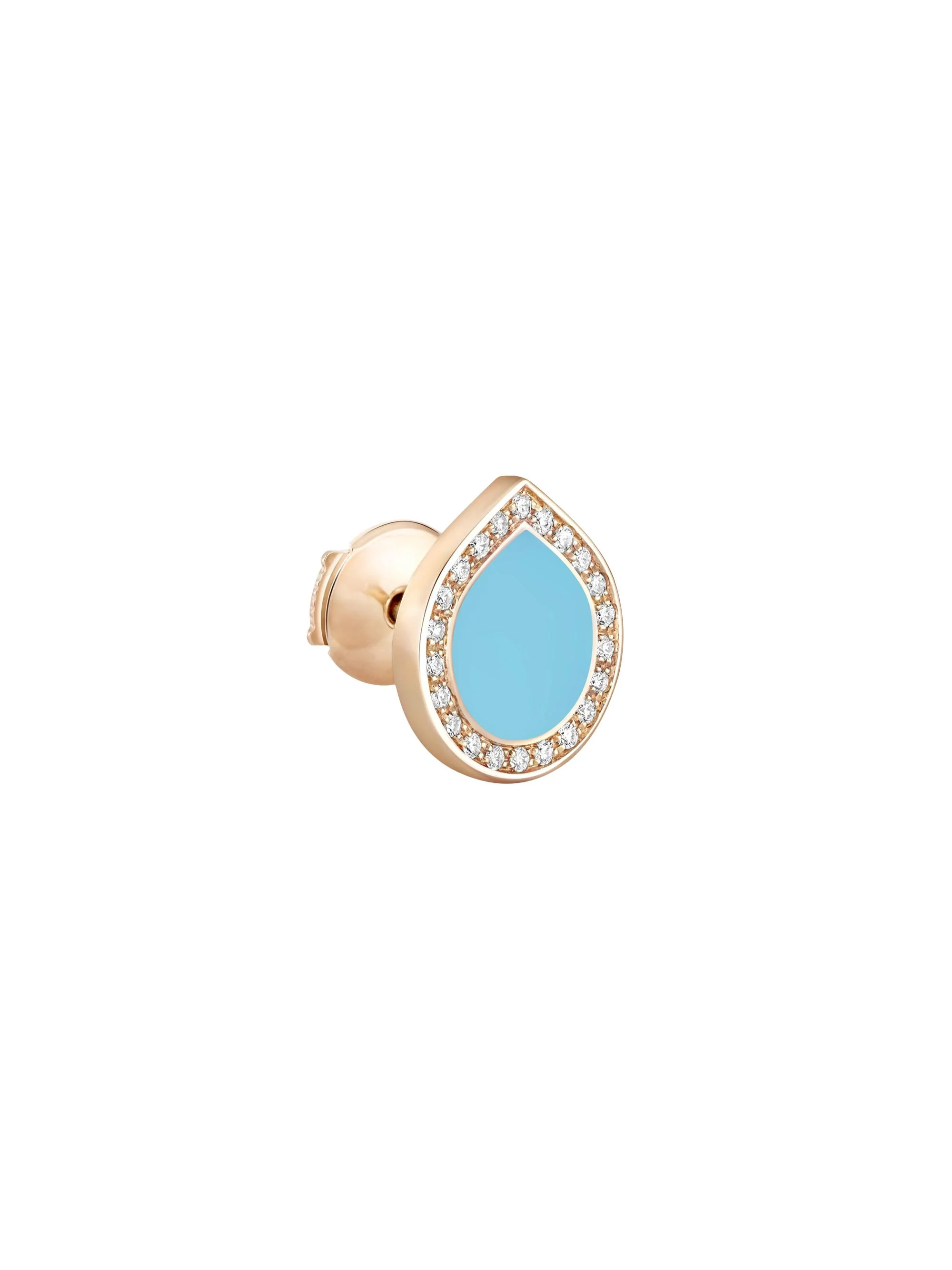 Women's Antifer 18K Rose Gold, Turquoise & 0.08 TCW Diamond Single Stud Earring - Turquoise - 1
