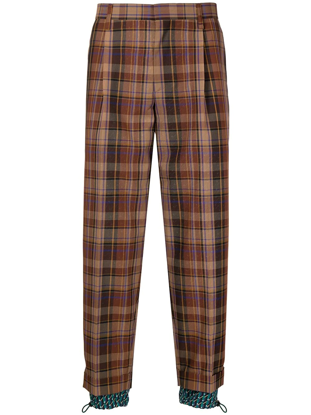 tartan-print cropped trousers - 1