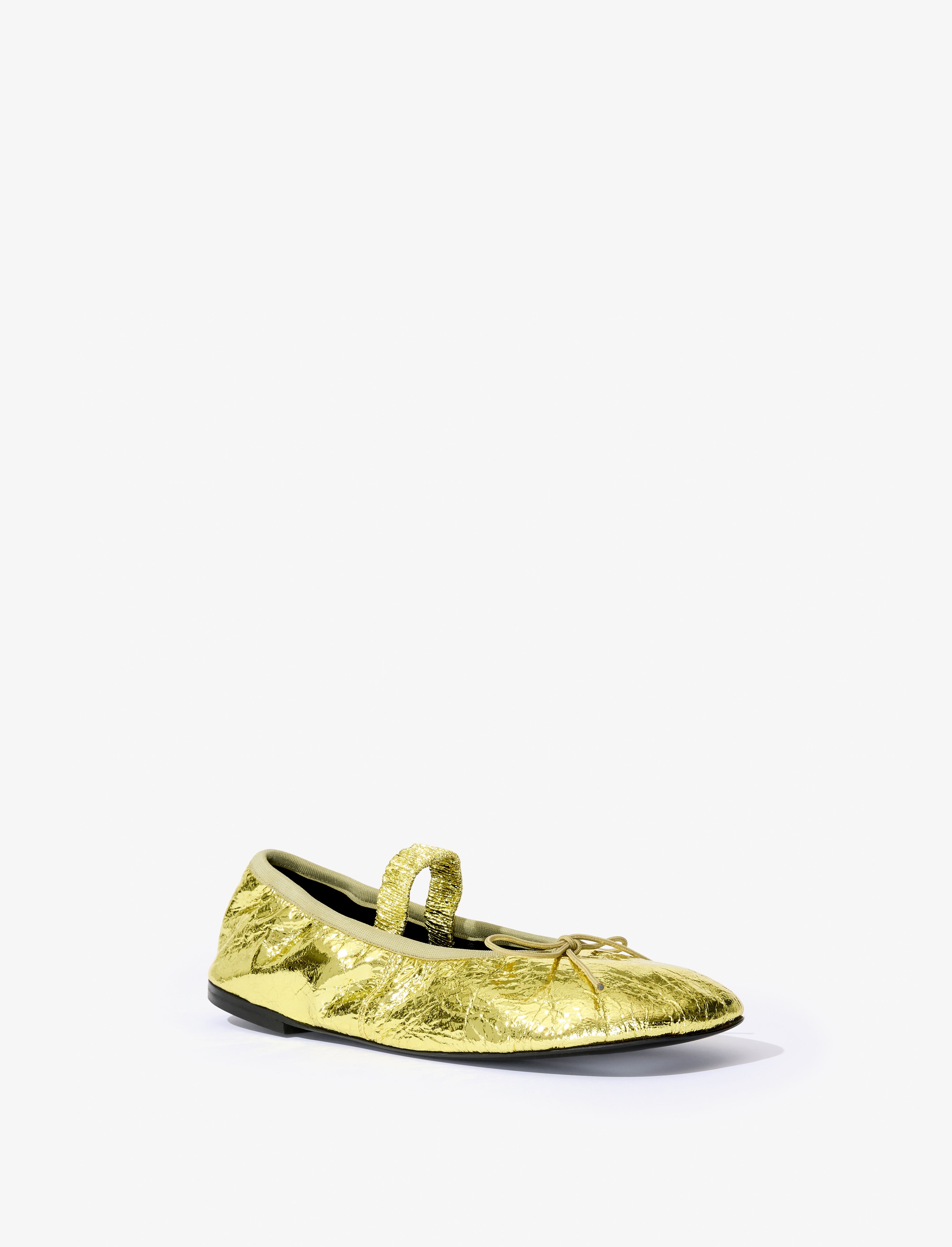 Glove Mary Jane Ballet Flats in Crinkled Metallic - 2