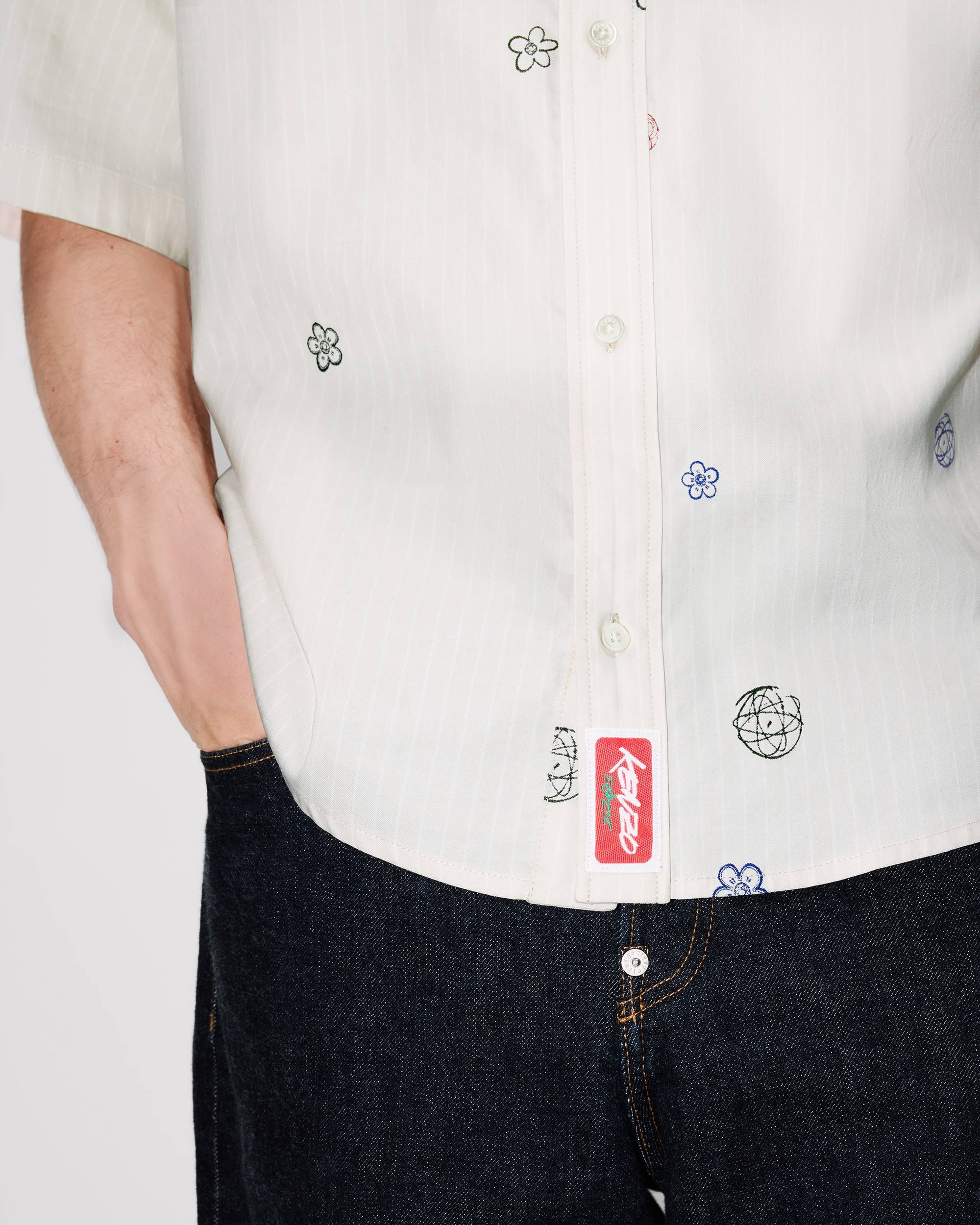 'Kenzo x Futura 2000' embroidered short sleeve shirt in cotton poplin - 7