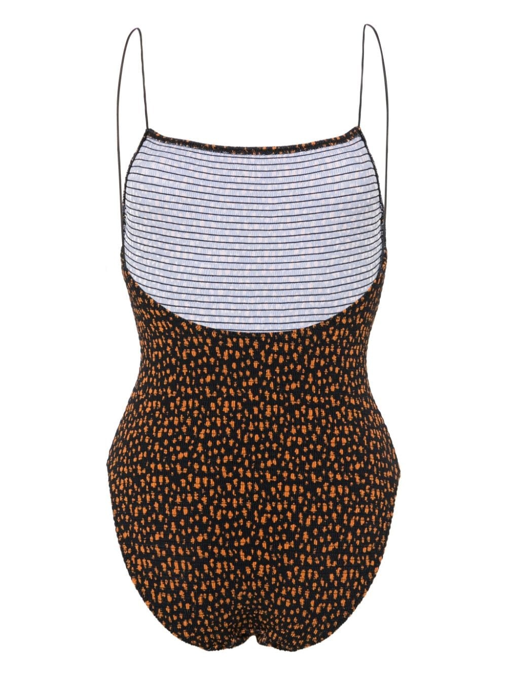 abstract-print shirred swimsuit - 2