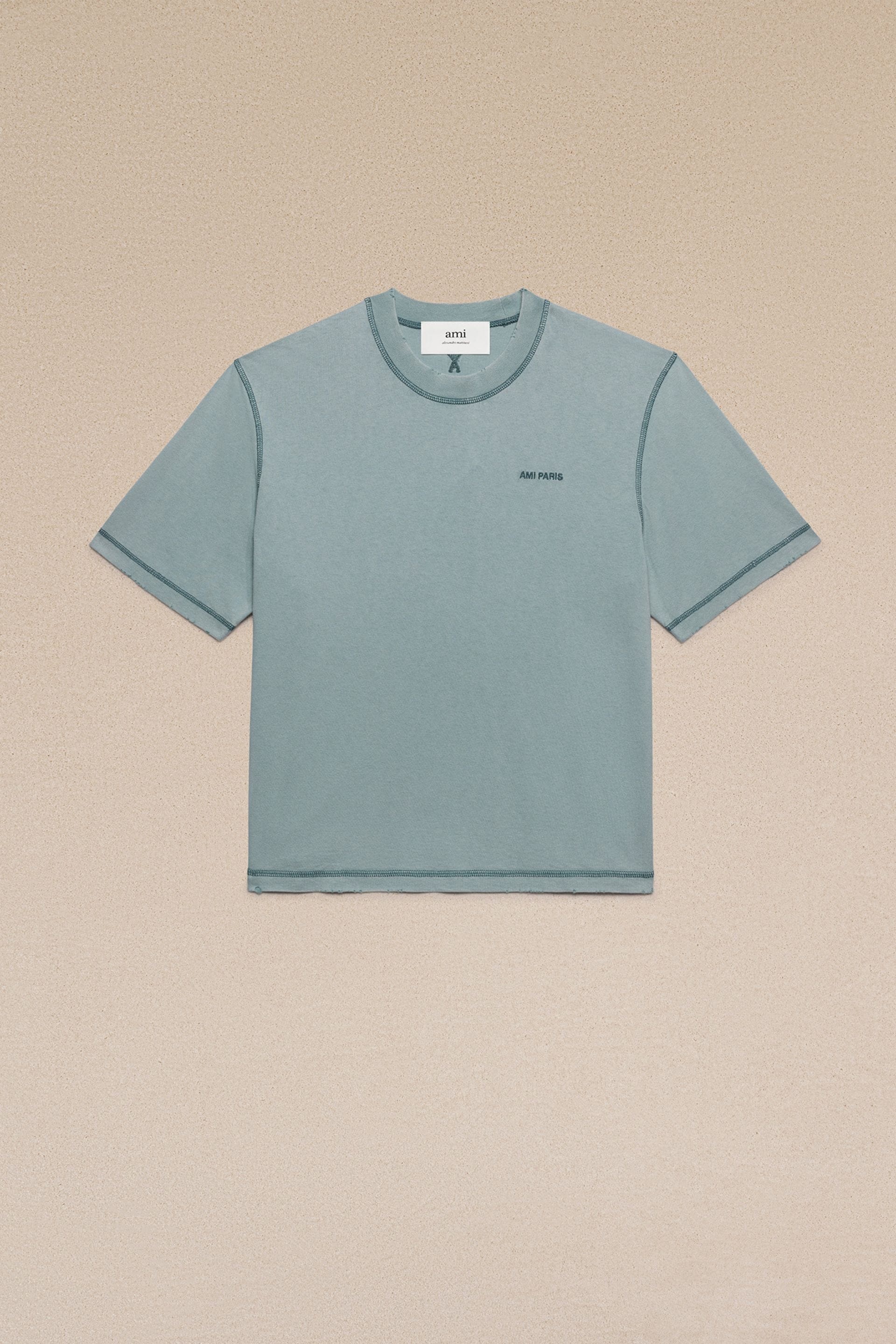 【関税込み】AMI Paris ネイビー Fade Out Tシャツ AMI Alexandre Mattiussi アミ クルーネックTシャツ FADE OUT