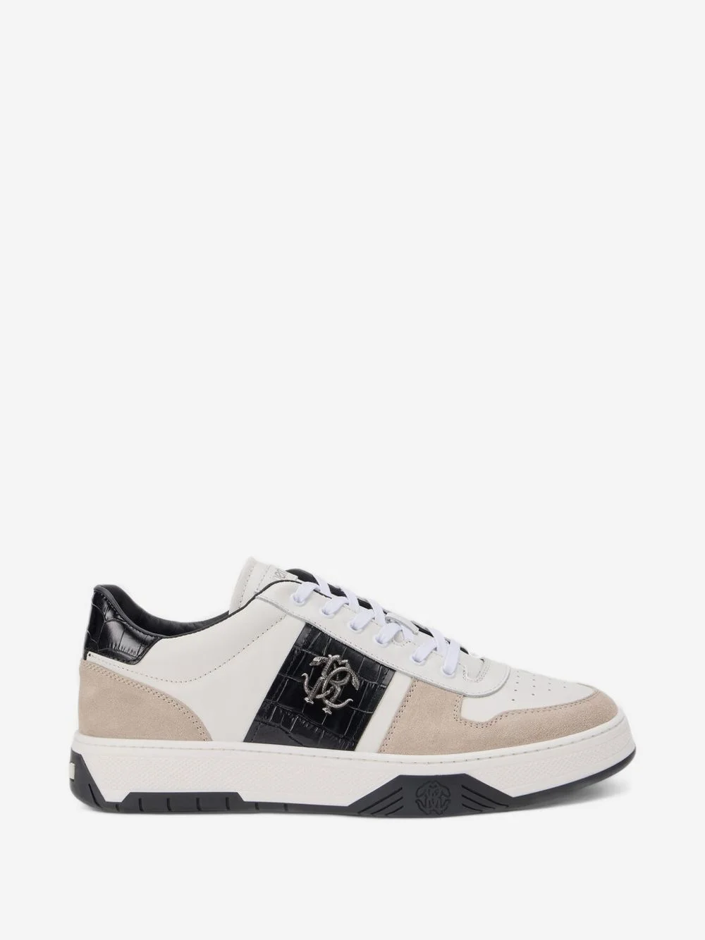 croc-effect monogram sneakers - 1
