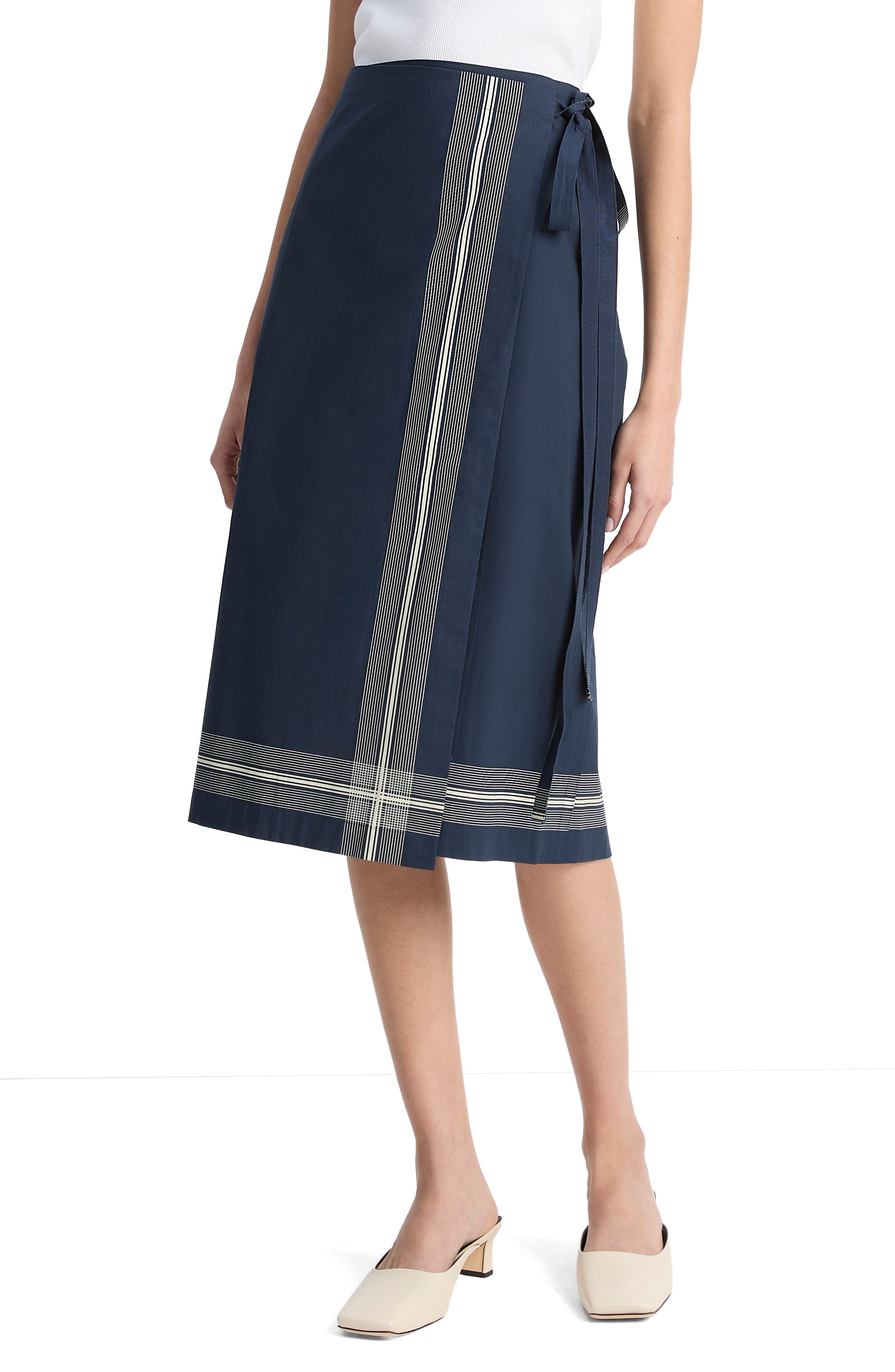 Vince Stripe Trim Wrap Skirt in Coastal/pale Canyon at Nordstrom - 1