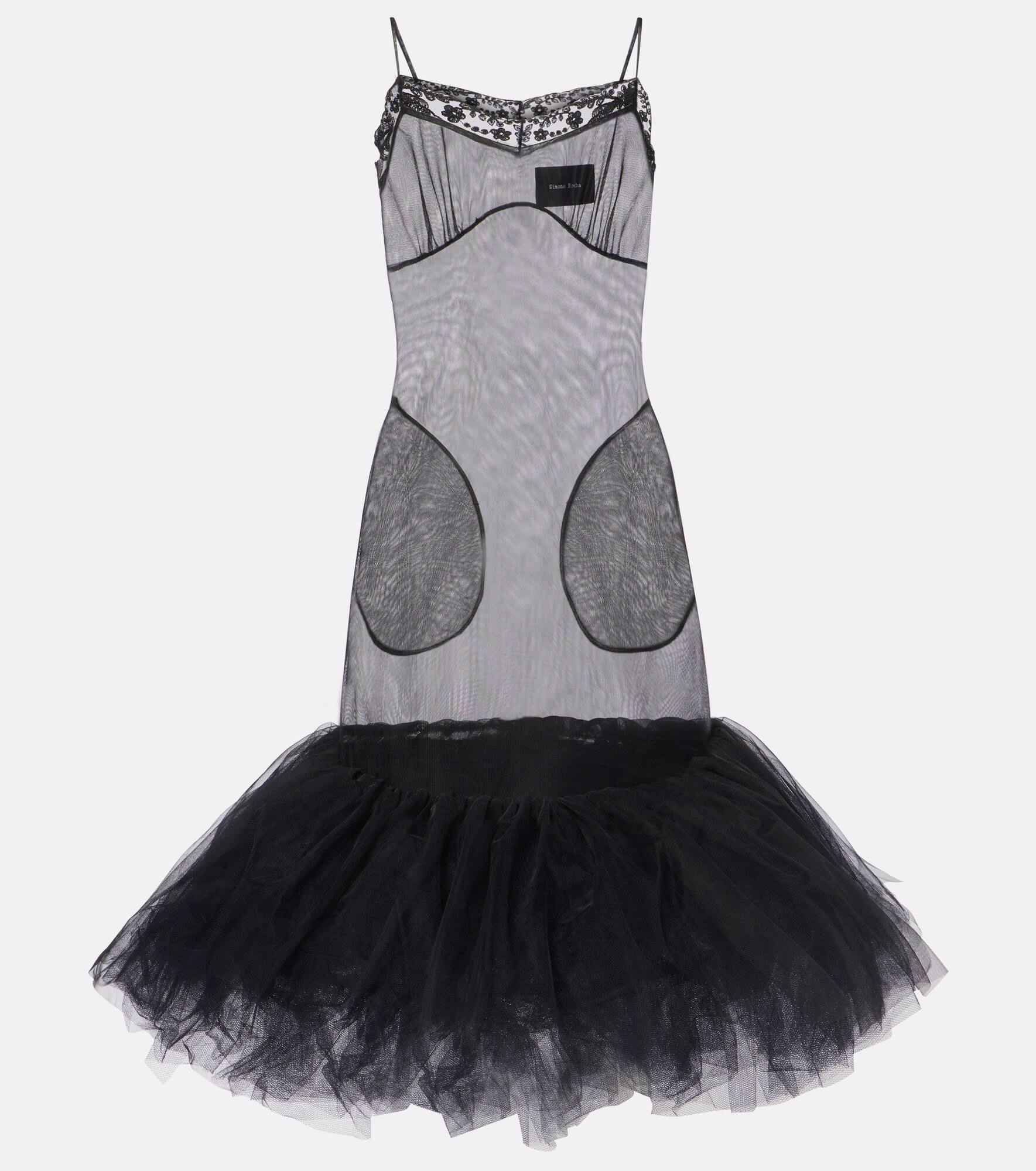 Tulle-trimmed slip dress - 1