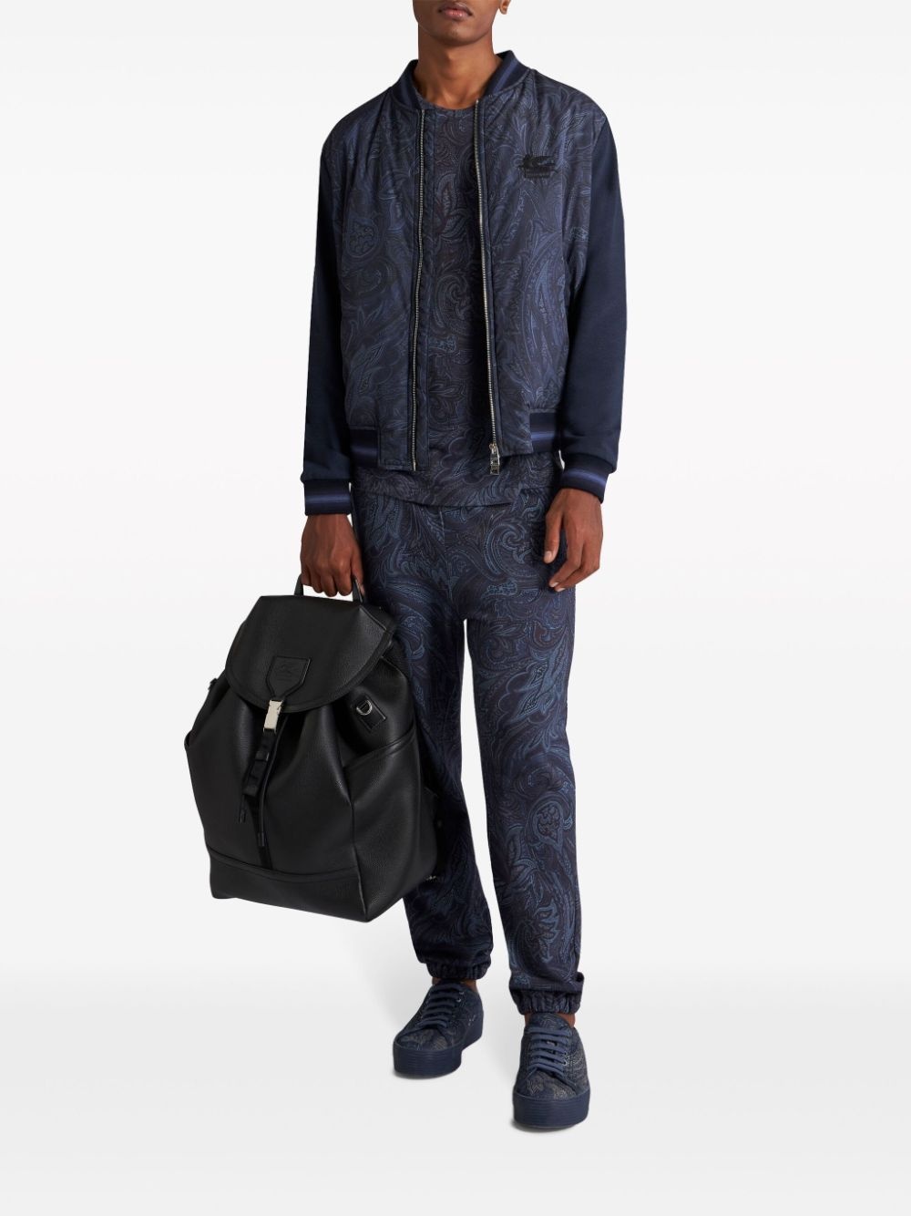 logo-embroidered paisley-print bomber jacket - 2