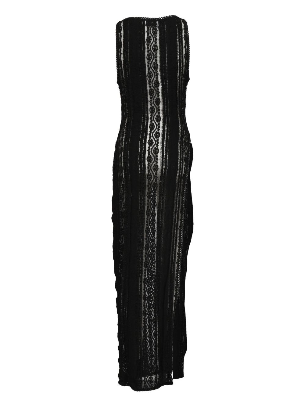 lace-pattern sleeveless dress - 2
