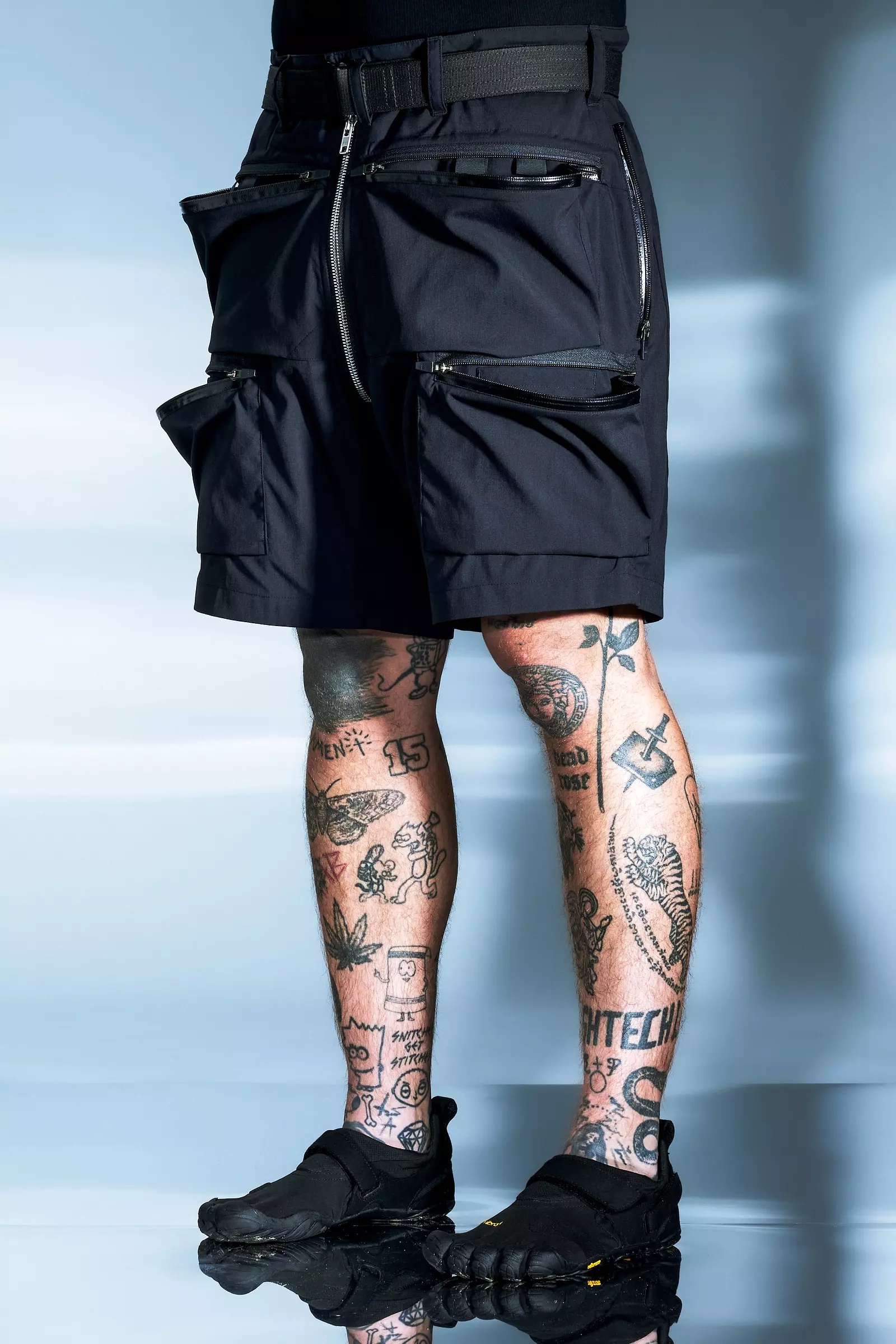 SP38-M Nylon Stretch Cargo Short Pant BLACK - 12