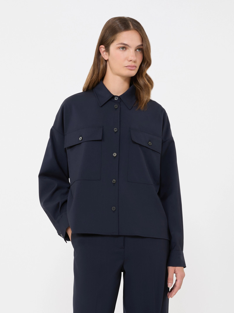 MULINO Woollen cloth cropped jacket - NAVY 3