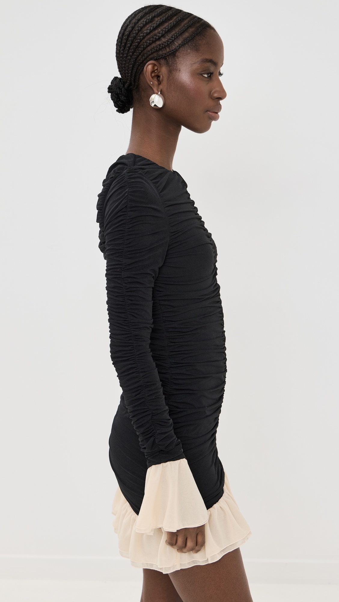 Mini Ruched Long Sleeve Dress - 3