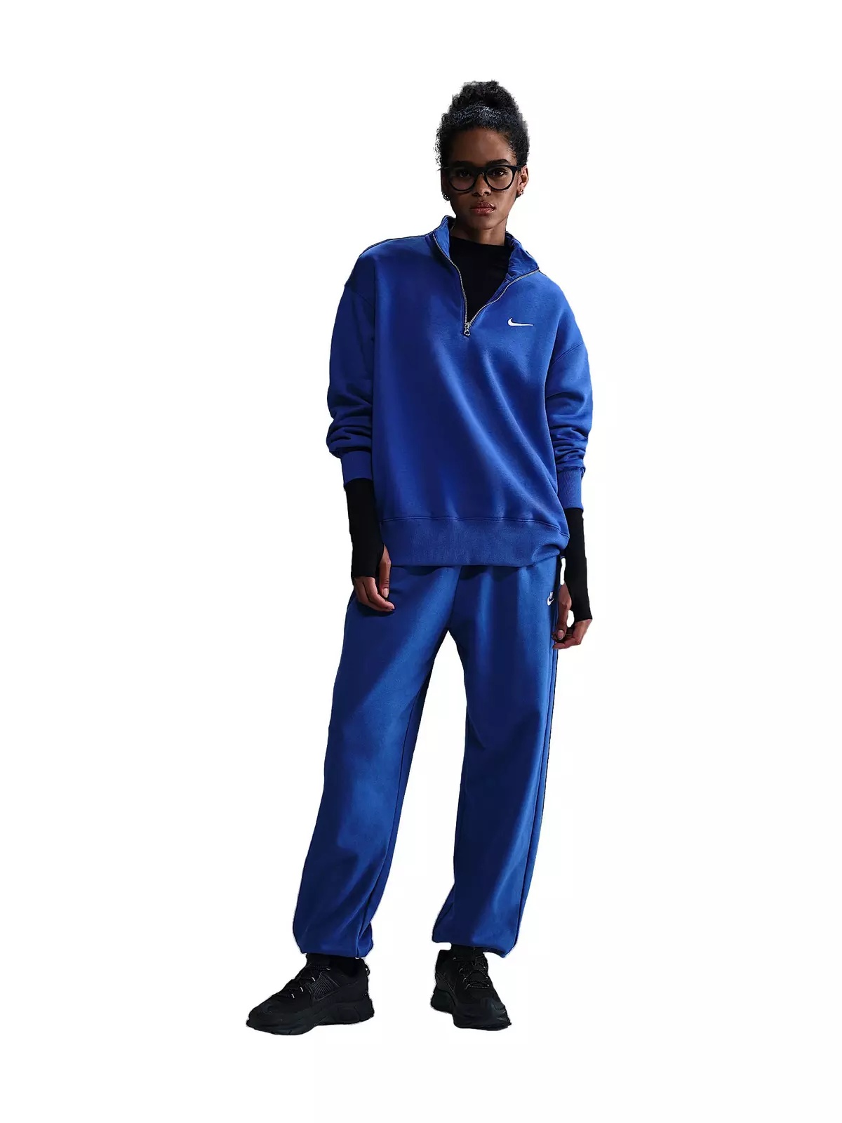 Women's Sportswear Phoenix Fleece Oversized 1/4 Zip Sweatshirt - Blue - 4