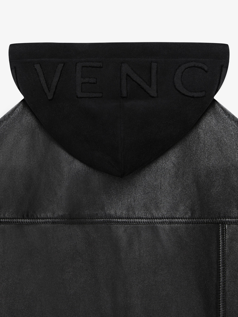 CLASSIC FIT TRUCKER JACKET IN NAPPA LEATHER WITH HOOD 7