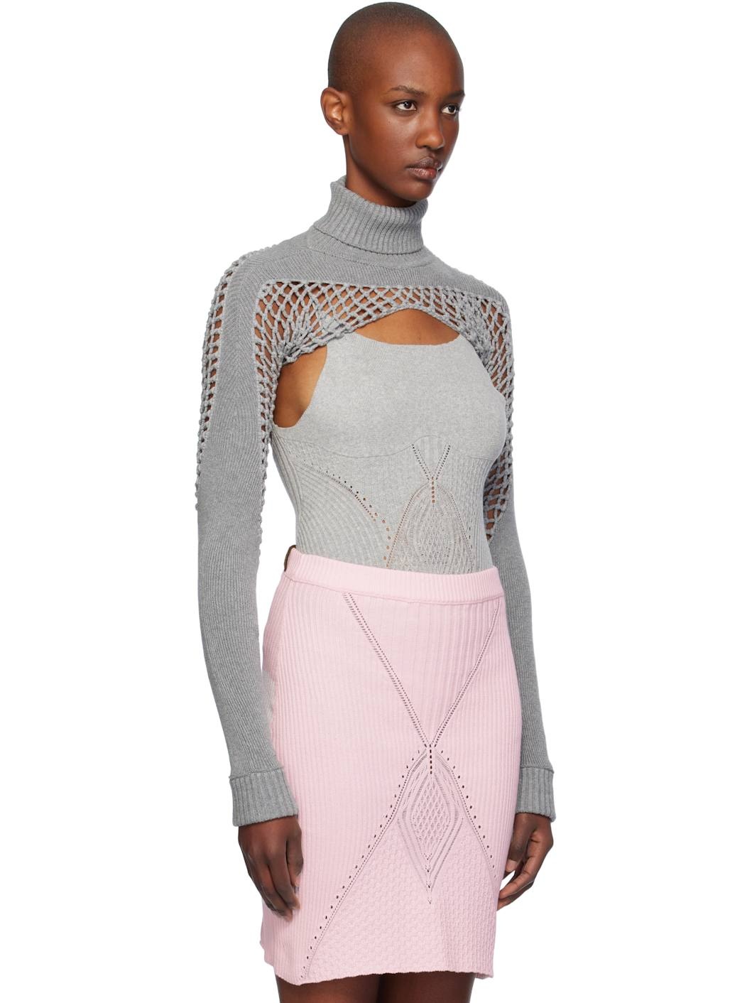 Gray Brooklyn Long Sleeve Bolero Sweater - 2