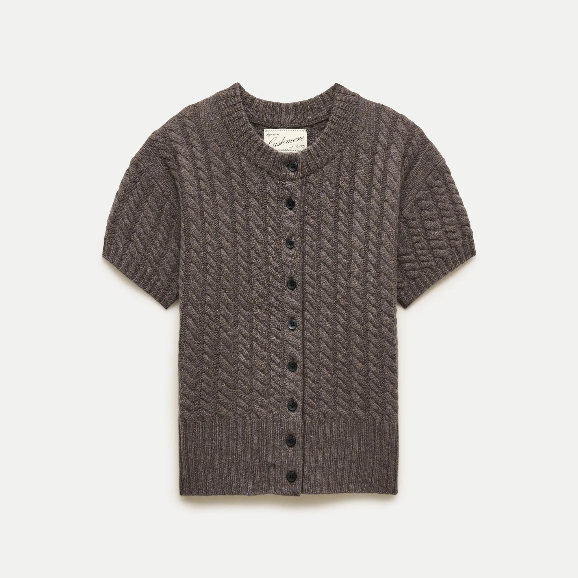 Cashmere short-sleeve cable-knit cardigan - 1