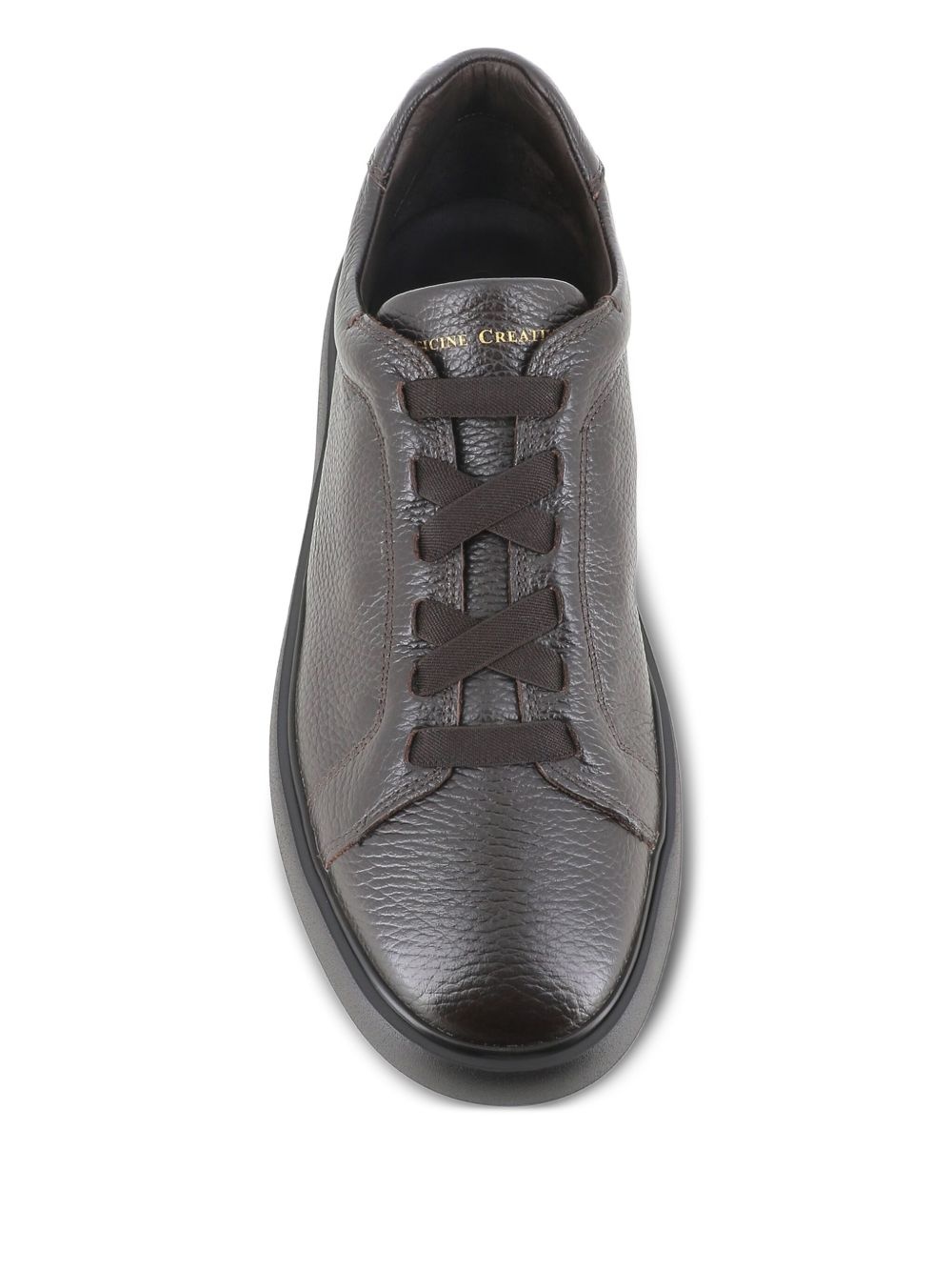 textured leather lace-up sneakers - 4