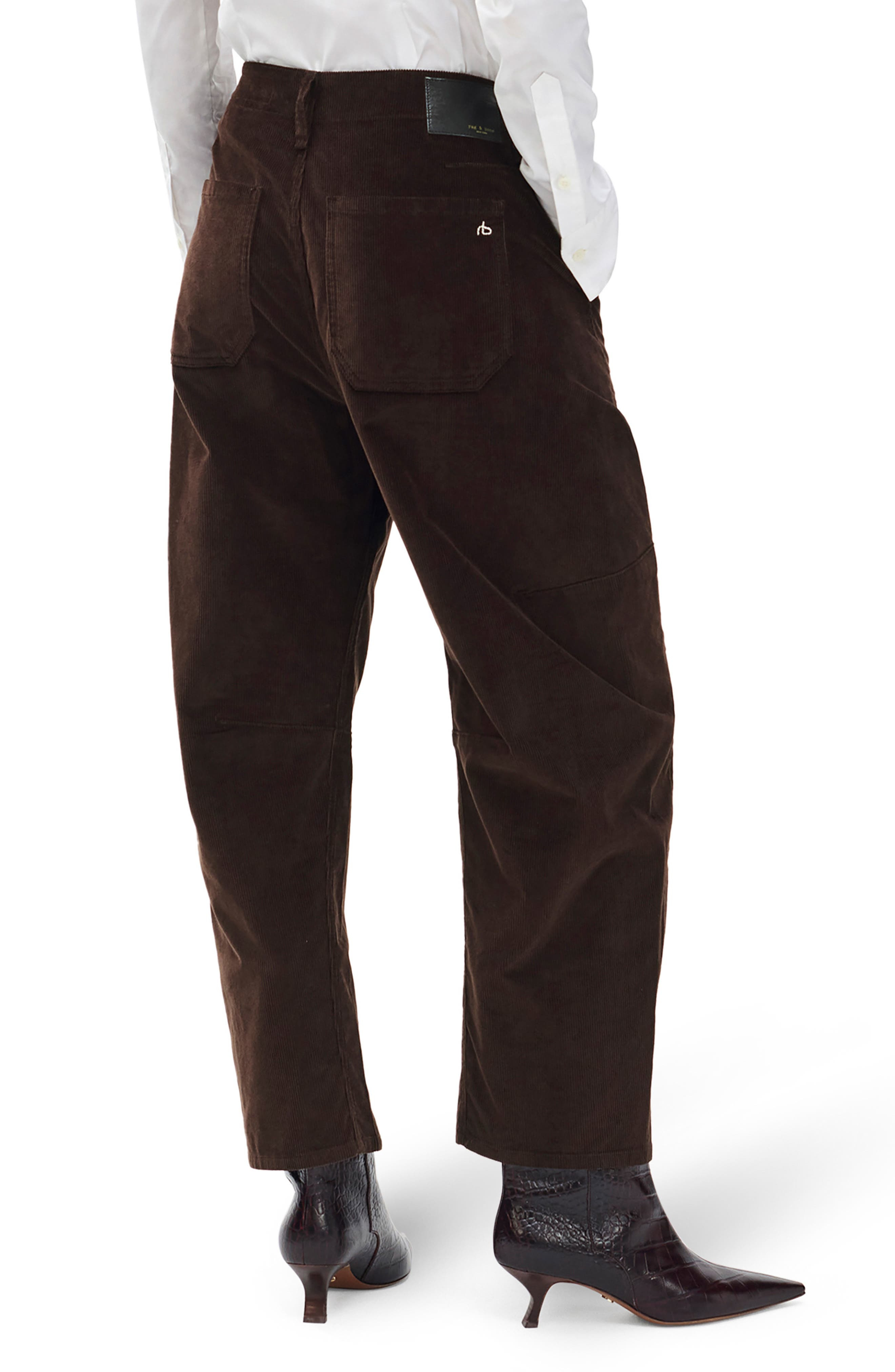 rag & bone Charlie Super High Waist Crop Barrel Corduroy Jeans in Dark Brown at Nordstrom - 2
