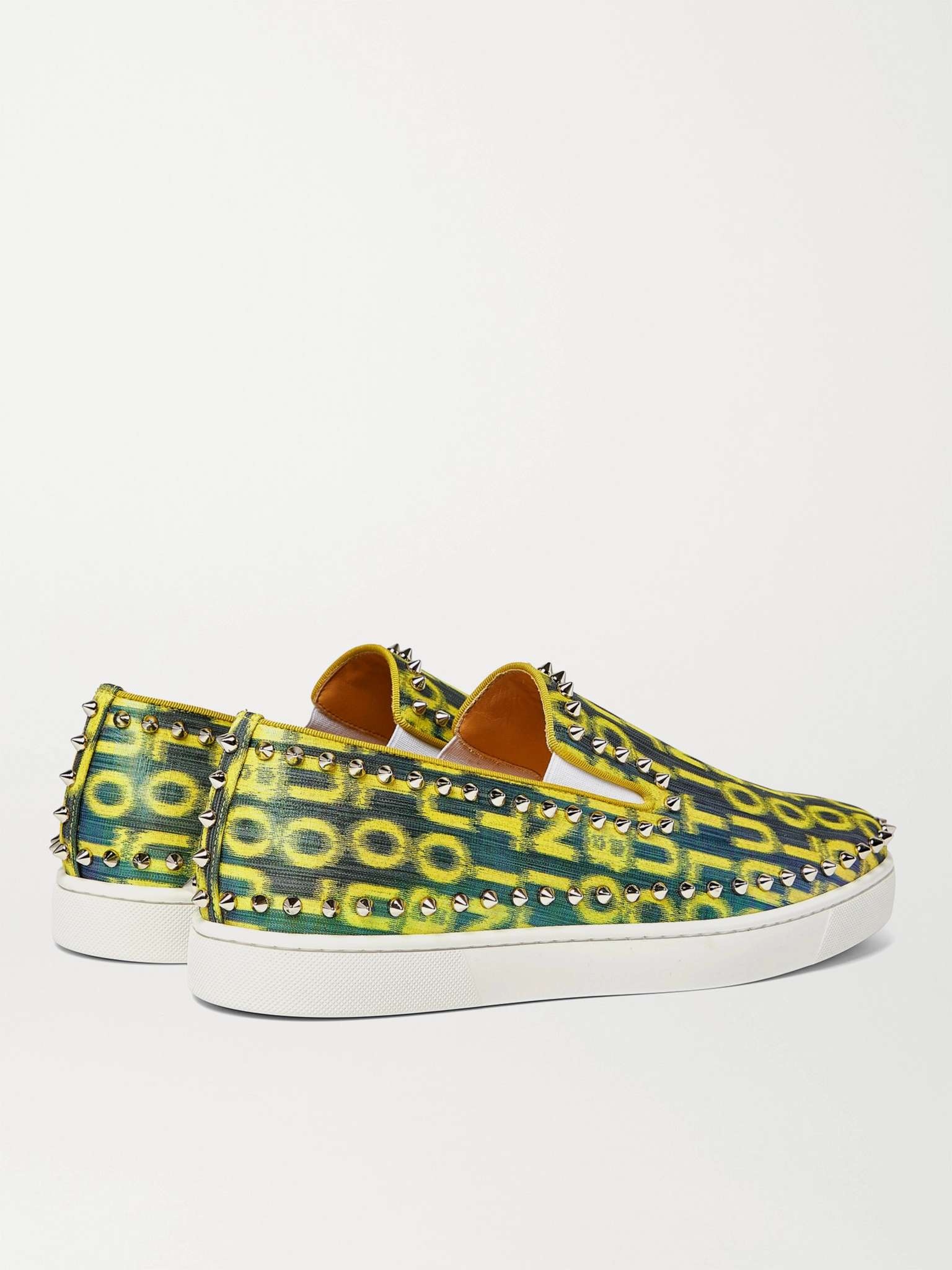 Pik Boat Spiked Glittered Logo-Print Canvas Slip-On Sneakers - 5