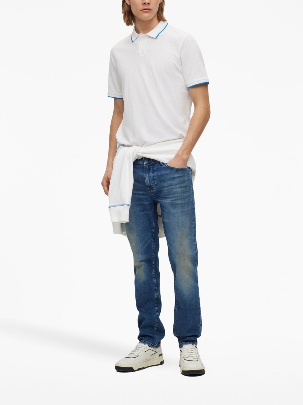 logo-patch cotton blend straight-leg jeans - 2