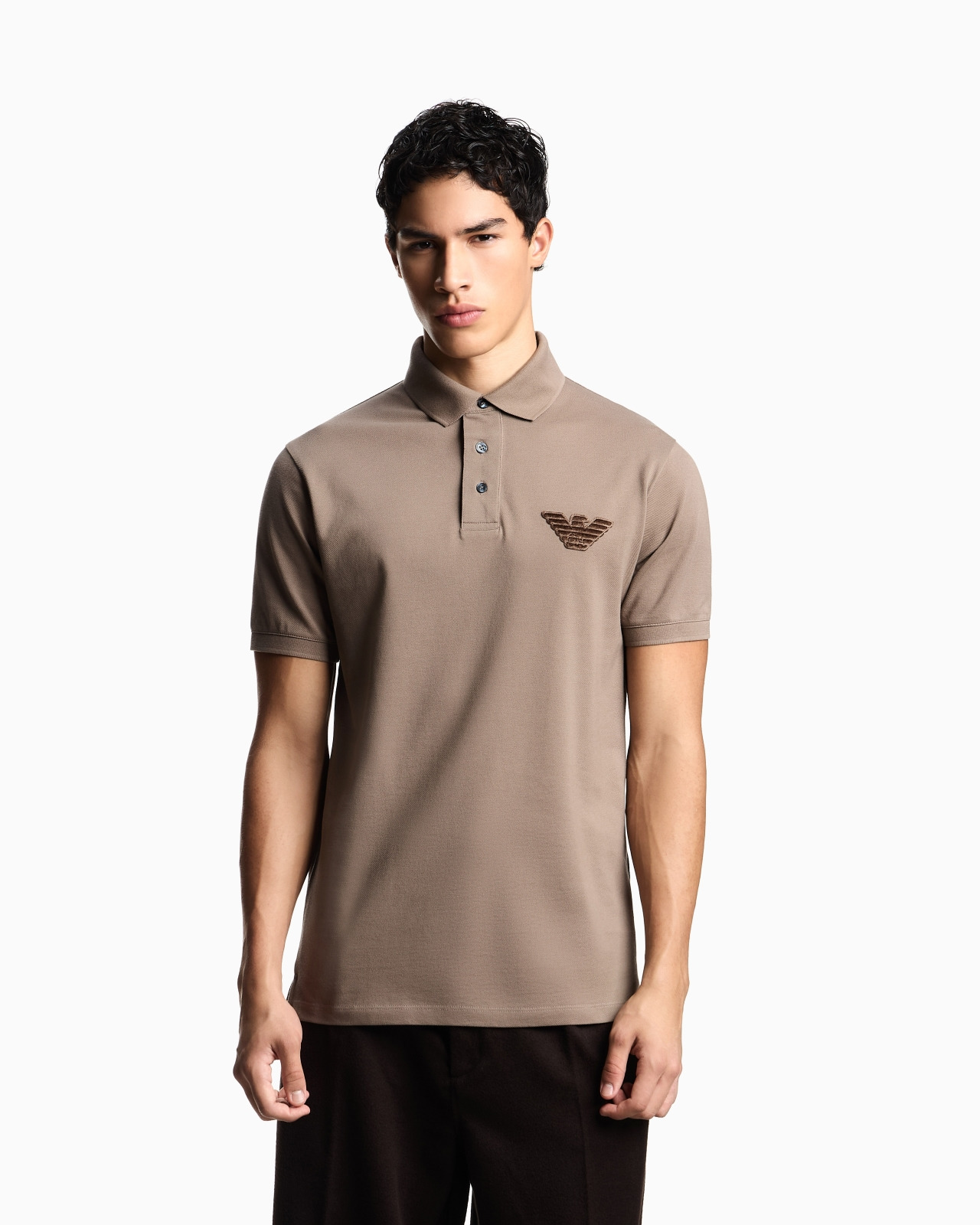 PIQUÉ JERSEY POLO SHIRT WITH EAGLE PATCH - 4