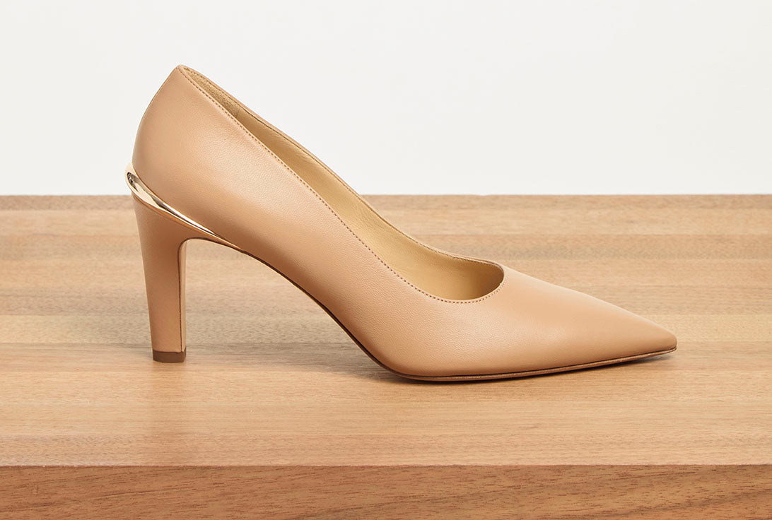 Edwina High Heel Stiletto Pump in Nude Leather - 5