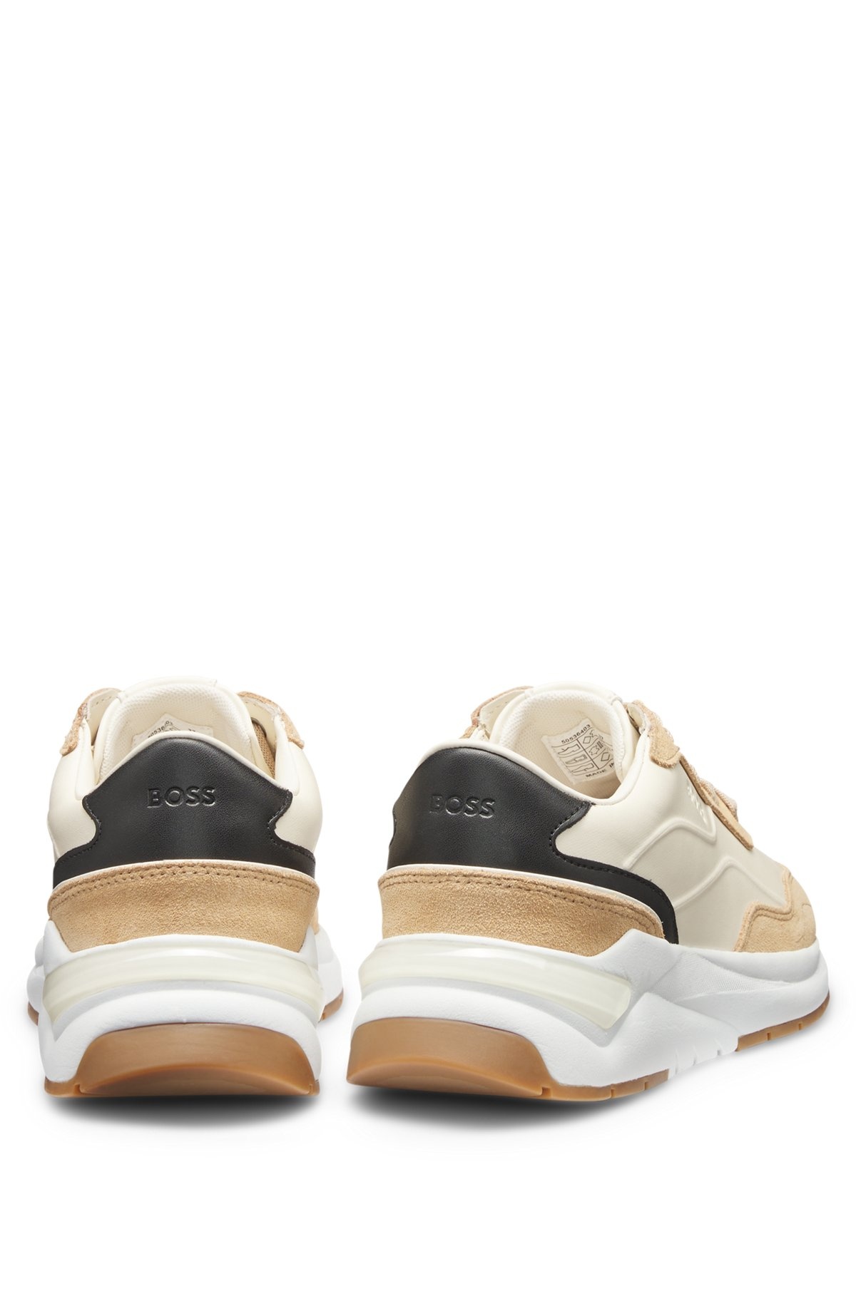 MIXED-MATERIAL LACE-UP TRAINERS WITH SUEDE TRIMS - 5