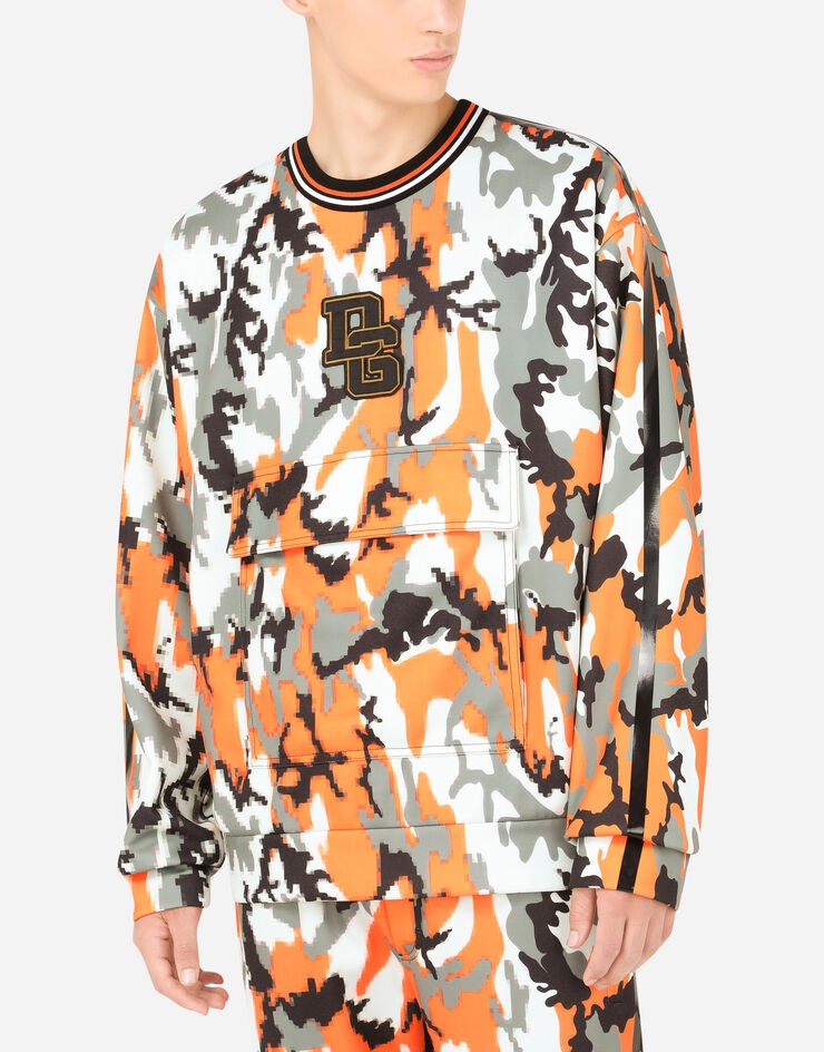 Camouflage-print jersey sweatshirt with DG patch - 4