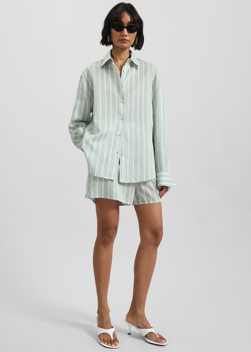 Peri Silk Shirt - Green Stripe 8