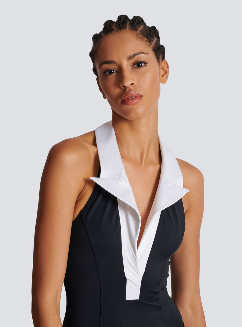 One-piece swimsuit with contrasting collar 7