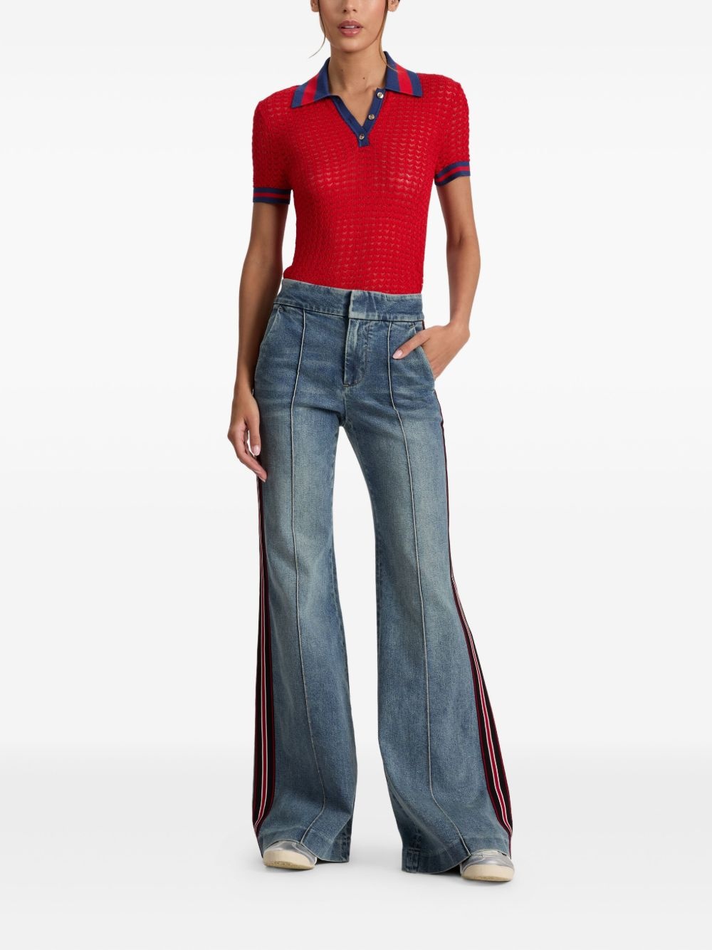 Dylan stripe-detail flared jeans - 2