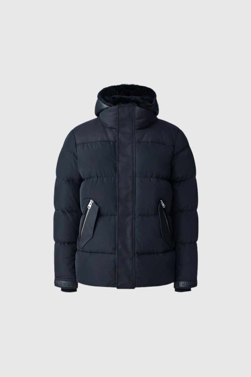 RILEY classic down jacket with removable shearling bib 1