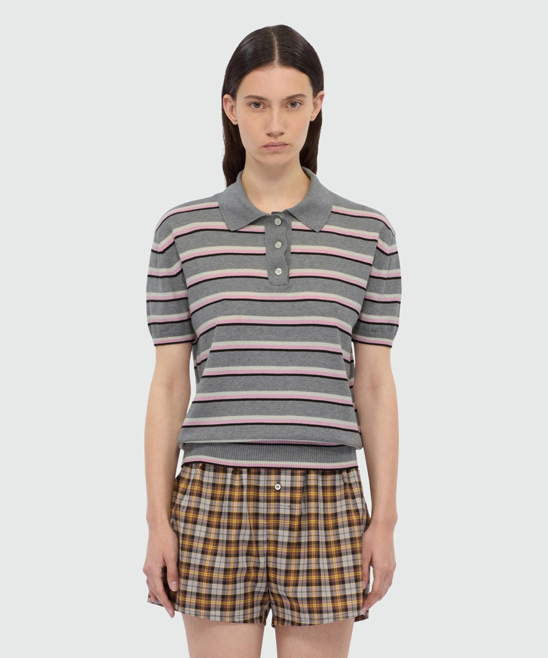 MSGM Horizontal striped knit polo. outlook