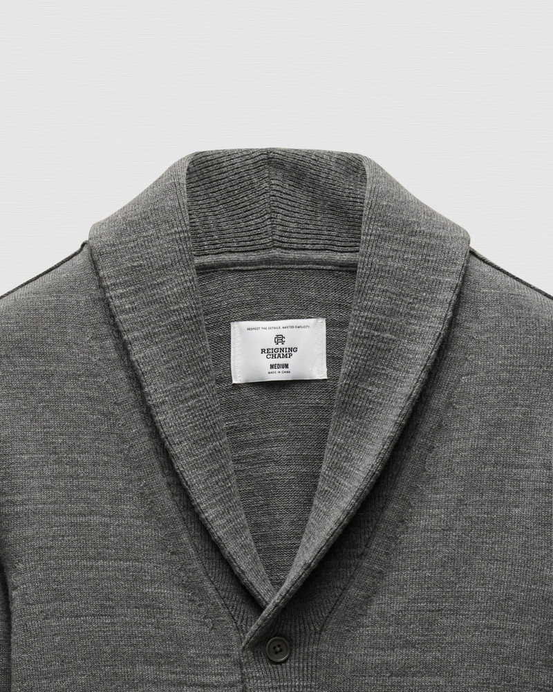 Reigning Champ Cotton Slub Laurel Shawl Cardigan Heather Carbon outlook
