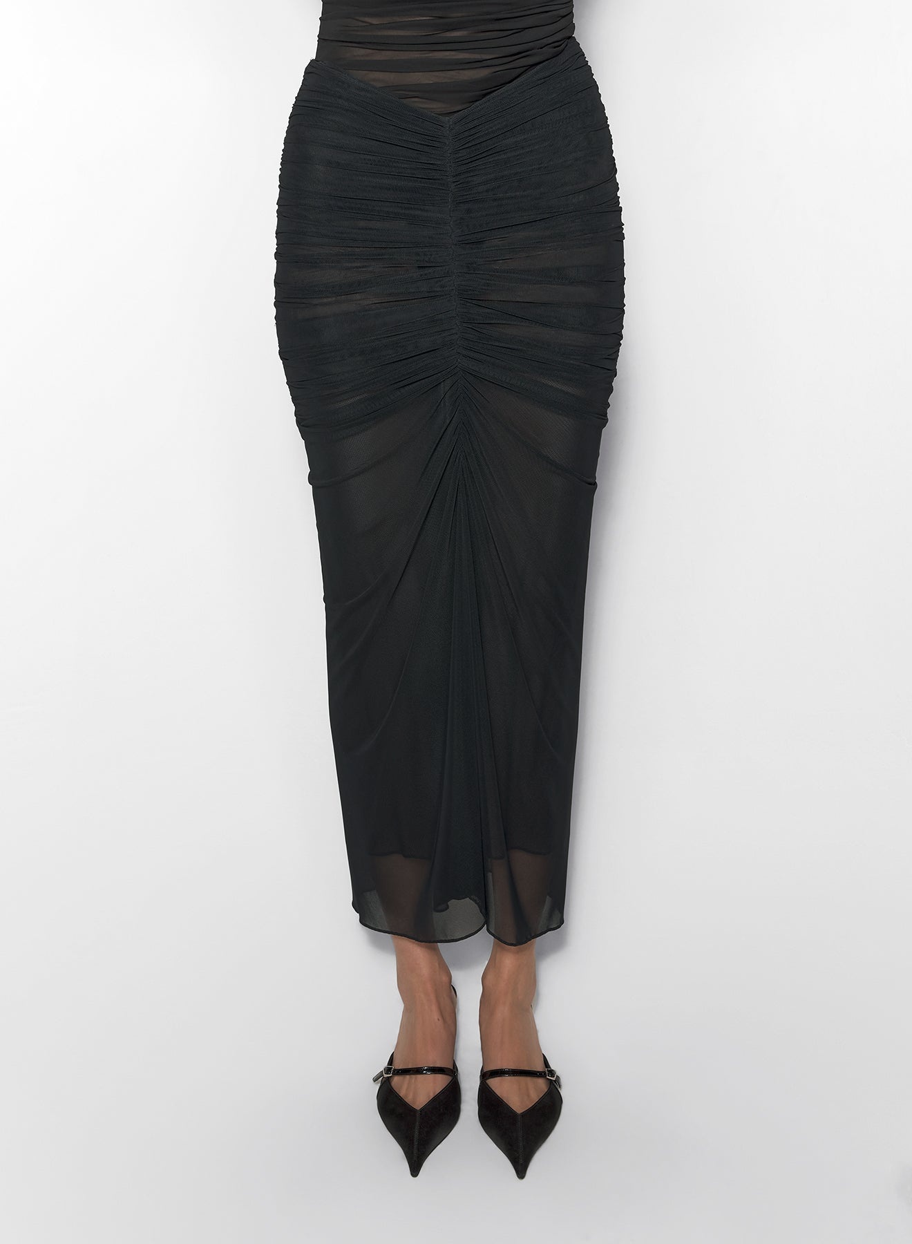 black ruched mesh skirt - 2