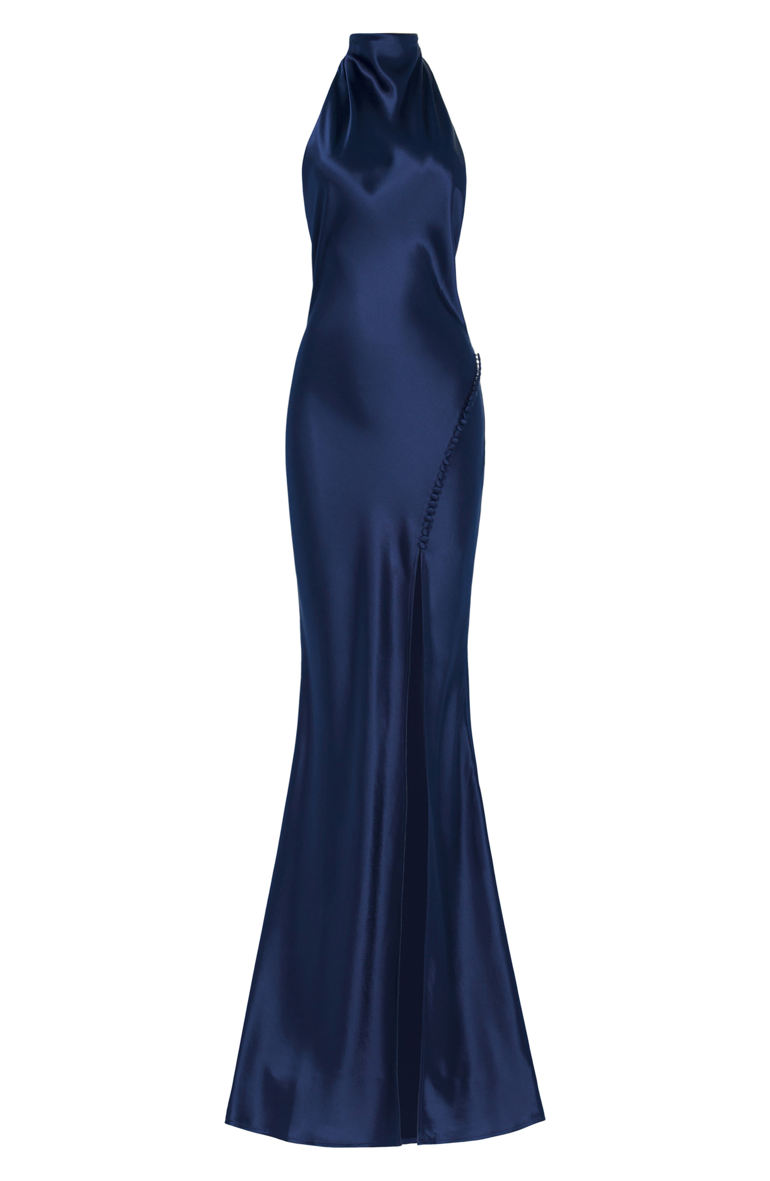 SAU LEE Penelope Satin Gown in Midnight Blue at Nordstrom - 3