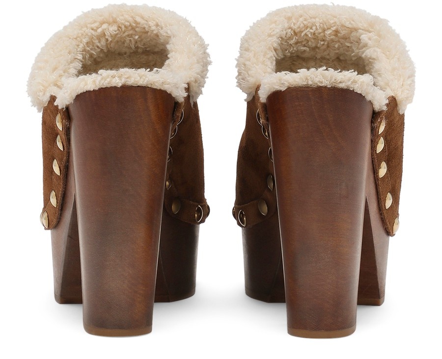 Suede and faux fur clogs - 3