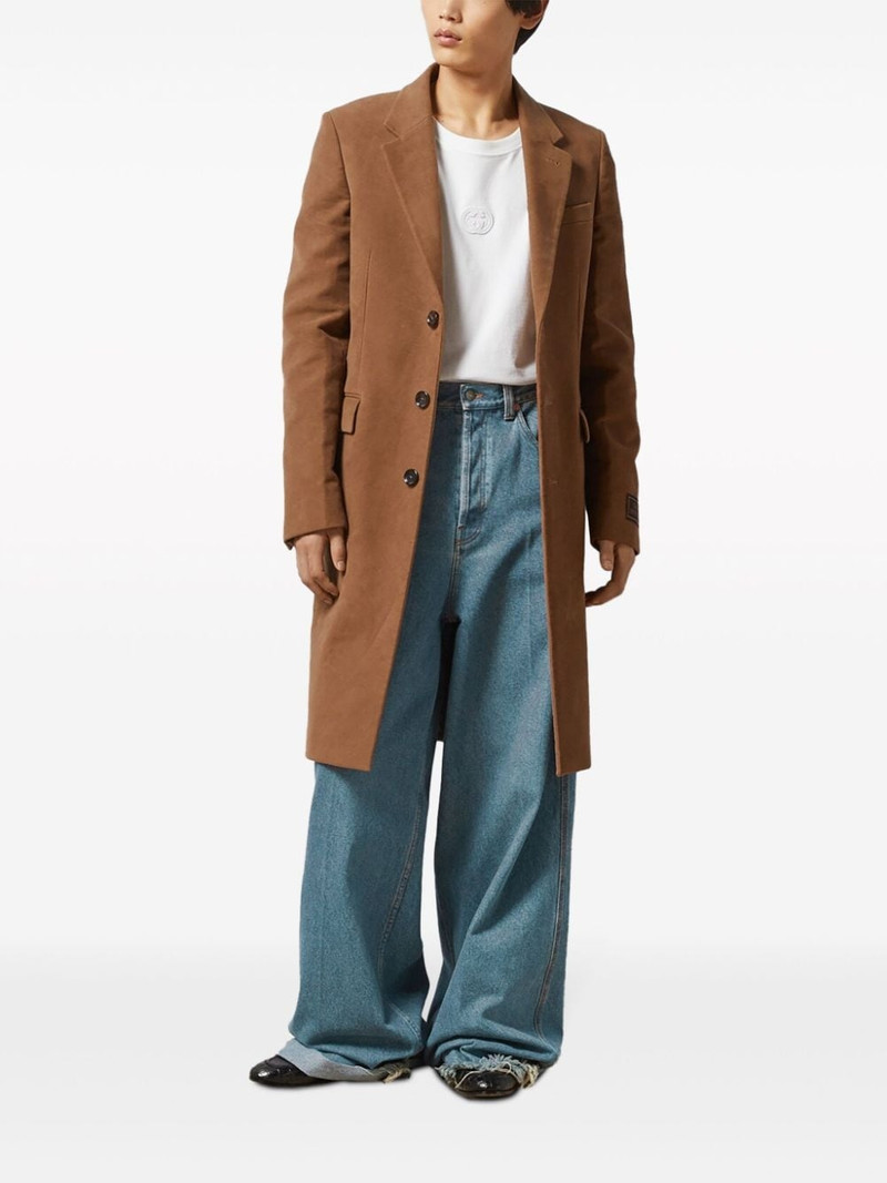 GUCCI logo-patch cotton wide-leg jeans outlook