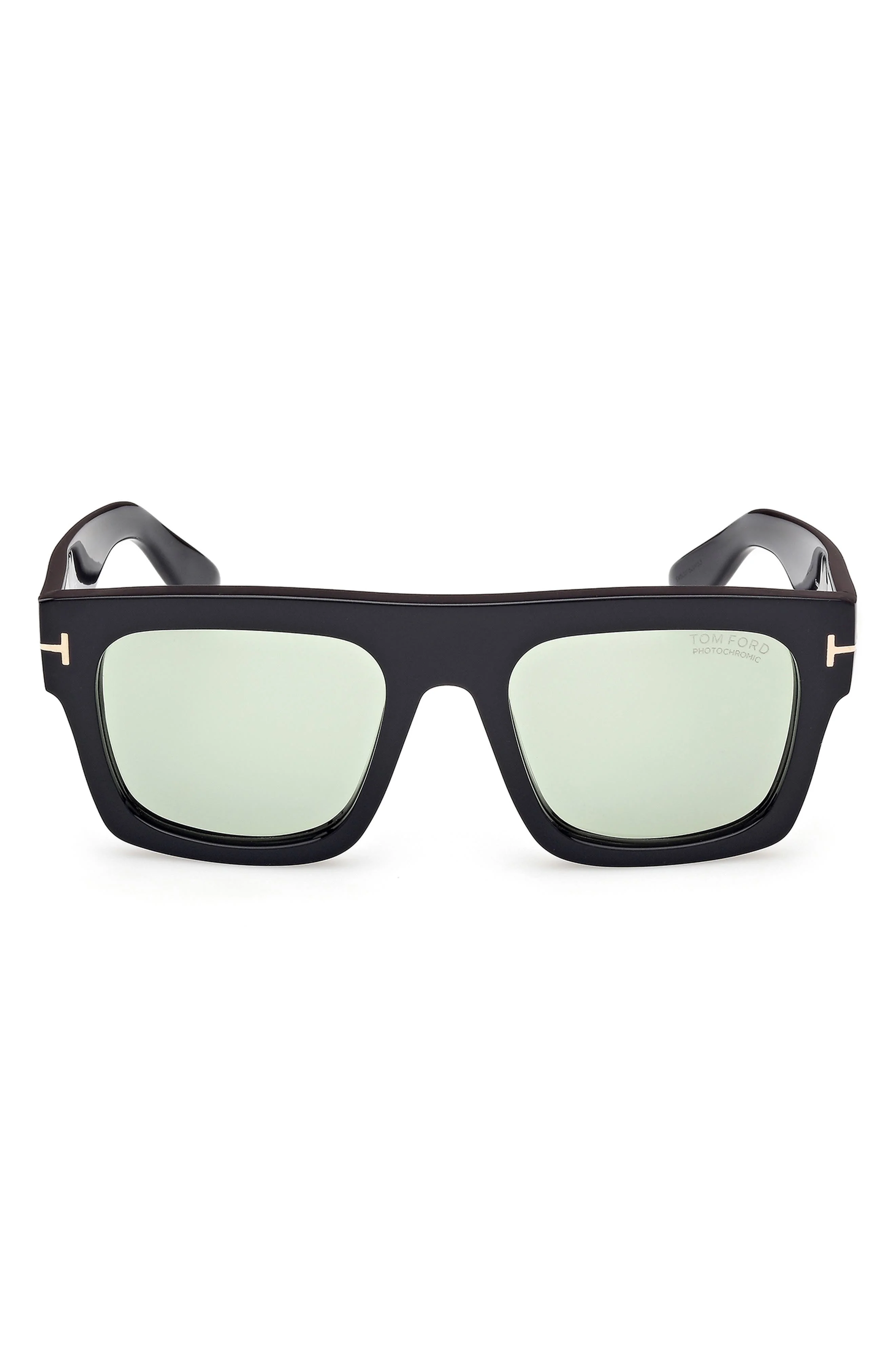 TOM FORD Fausto 53mm Square Sunglasses in Black/Photochromic Green at Nordstrom - 1