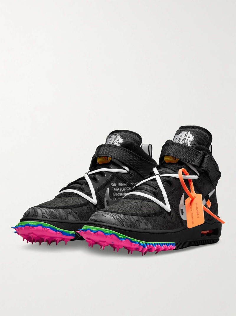 Nike + Off-White Air Force 1 Mid Spiked Mesh Sneakers outlook